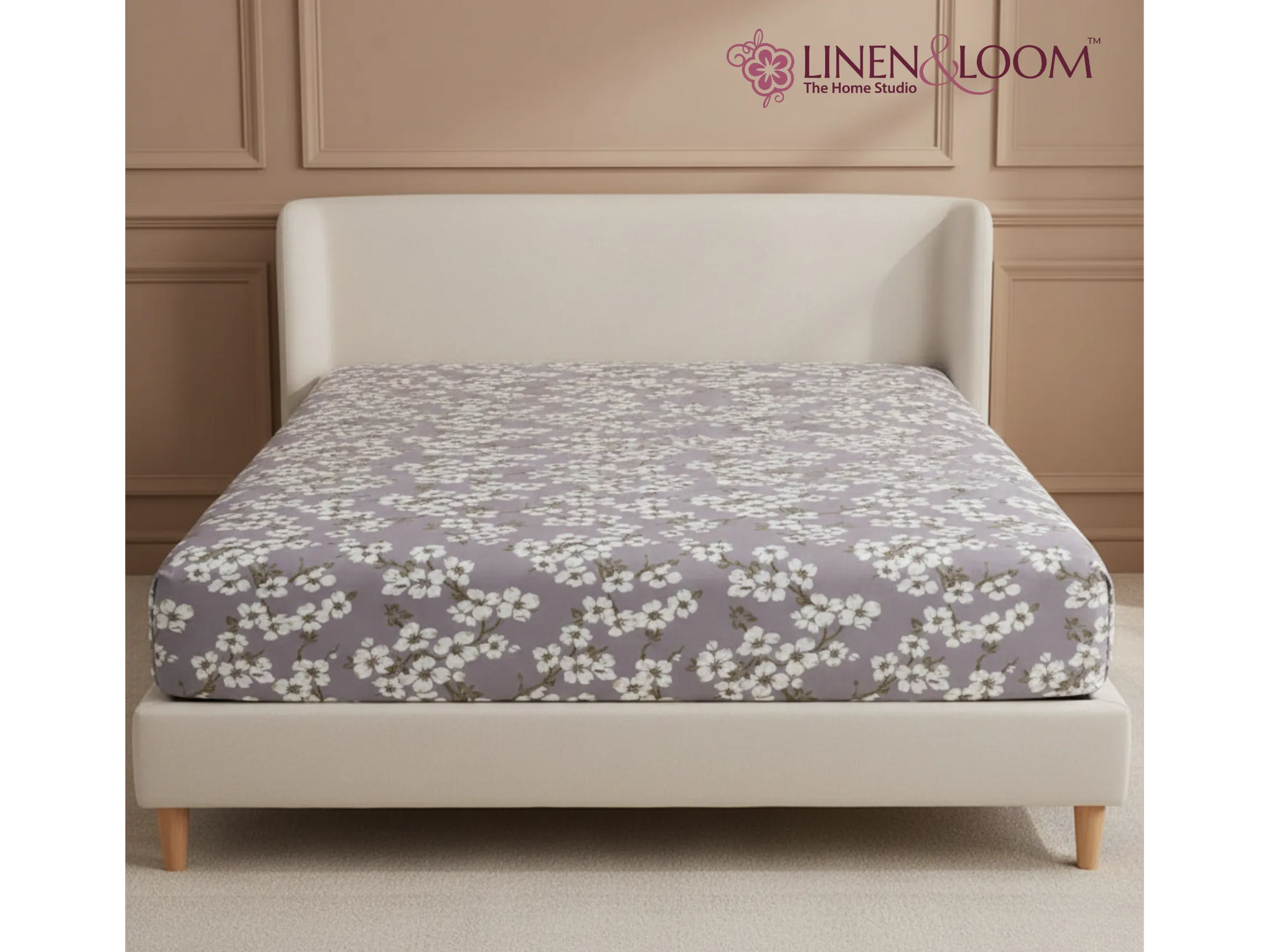 Orchard Mist - Linen & Loom Pure Comfort Series 360° Elastic Fitted Bedsheet | Soft and Comfortable Bed Linen Set for a Cozy Bedroom | 200 TC | King Size 72x78 inches + 9 inches