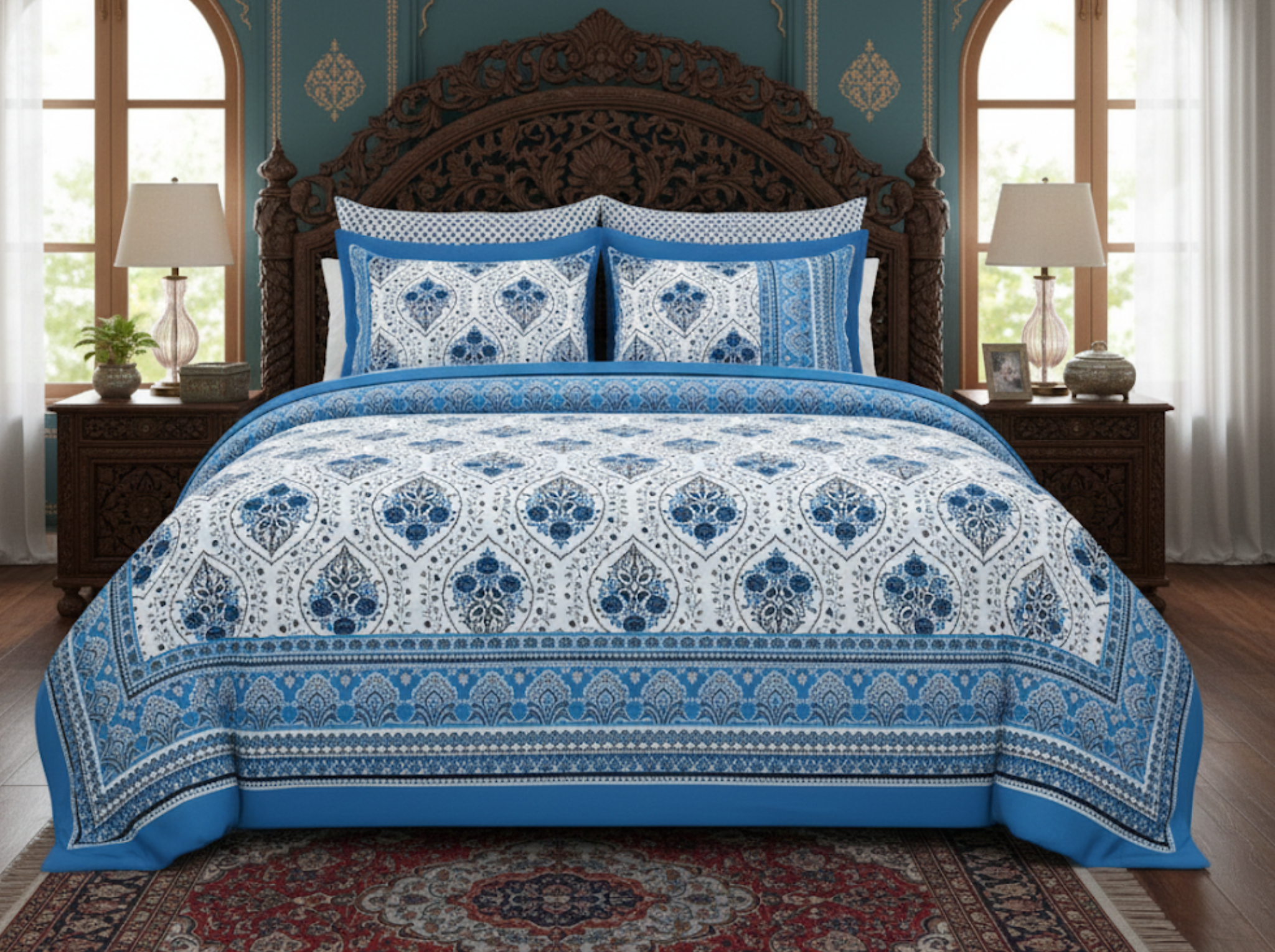 Neel Heritage — Linen & Loom Jaipur Heritage Super King Size (108 x 108 inches) 100% Pure Cotton Bedsheet with 2 Pillow Covers | Soft & Breathable Bed Cover for Home Decor | 240 TC