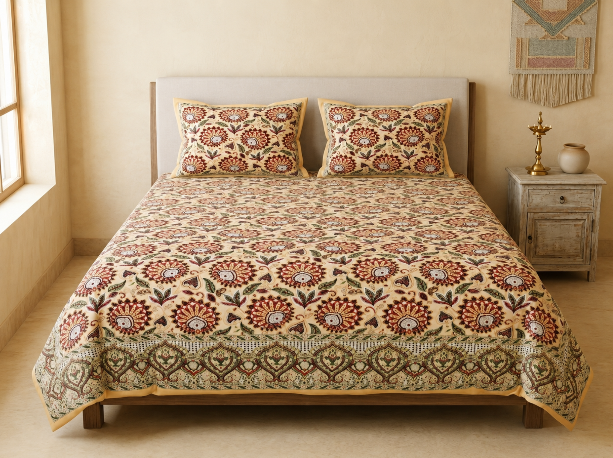 Nilaya Paisley_Red — Linen & Loom Jaipur Heritage Super King Size (108 x 108 inches) 100% Pure Cotton Bedsheet with 2 Pillow Covers | Soft & Breathable Bed Cover for Home Decor | 240 TC