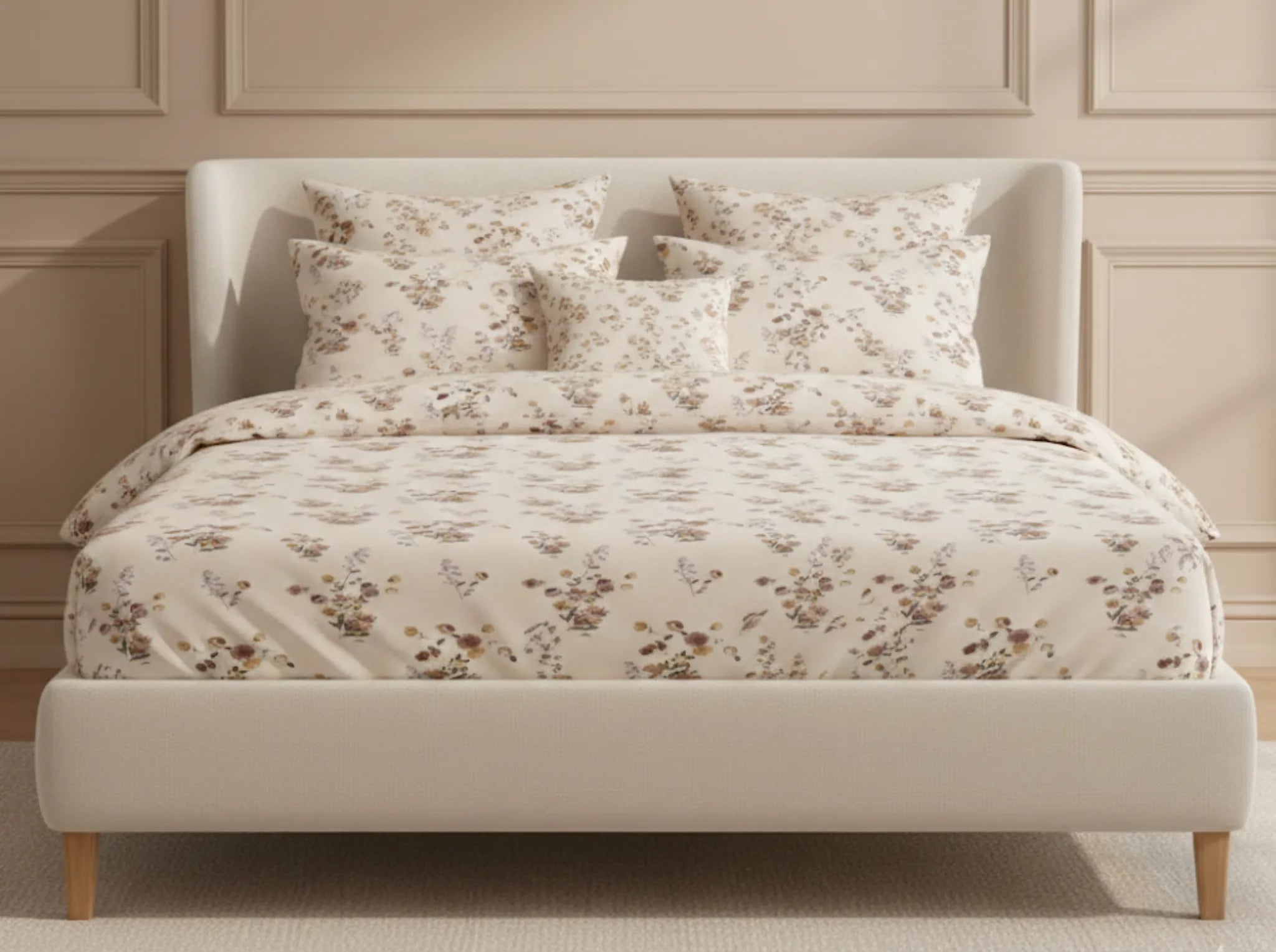 Rustic Bloom - Linen & Loom Pure Comfort Series 360° Elastic Fitted Bedsheet | Soft and Comfortable Bed Linen Set for a Cozy Bedroom | 200 TC | King Size 72x78 inches + 9 inches
