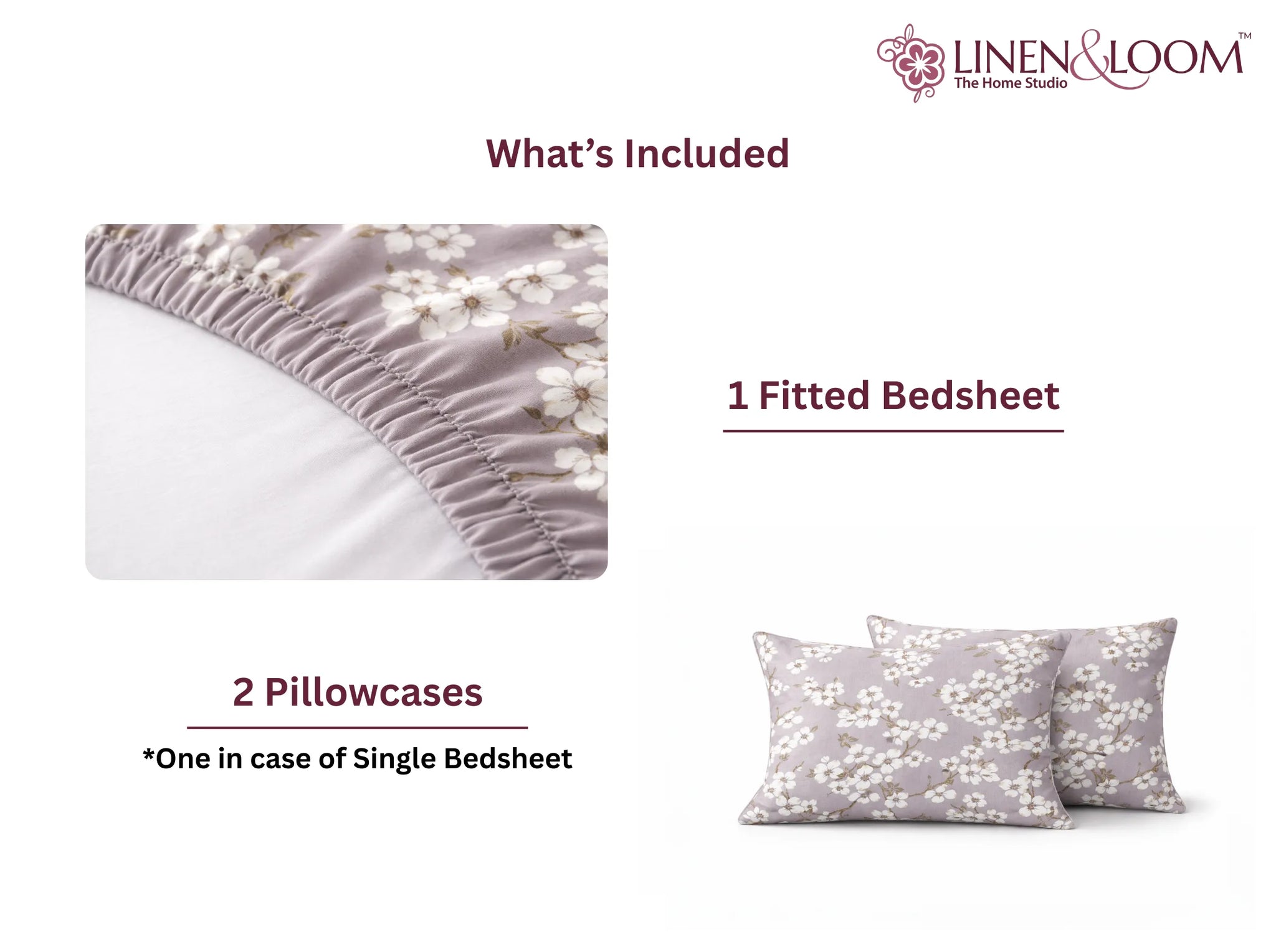 Orchard Mist - Linen & Loom Pure Comfort Series 360° Elastic Fitted Bedsheet | Soft and Comfortable Bed Linen Set for a Cozy Bedroom | 200 TC | King Size 72x78 inches + 9 inches