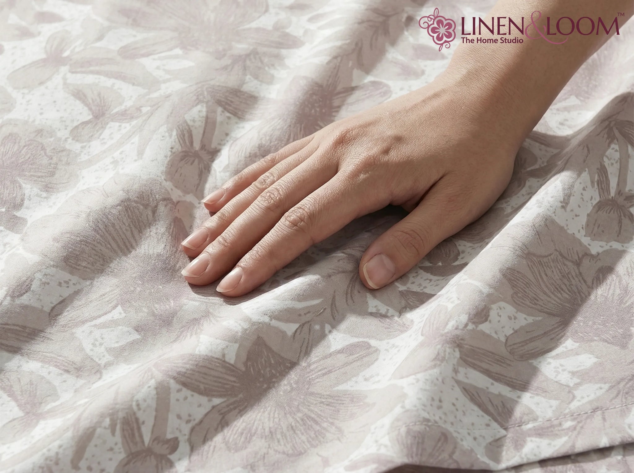 Calm Botanica - Linen & Loom Serenity Series Super King Size (108x108 inches) Double Bedsheet with 2 Pillow Covers || Soft Breathable Cotton Feel Bedding Set with Elegant Geometric Design || TC 240