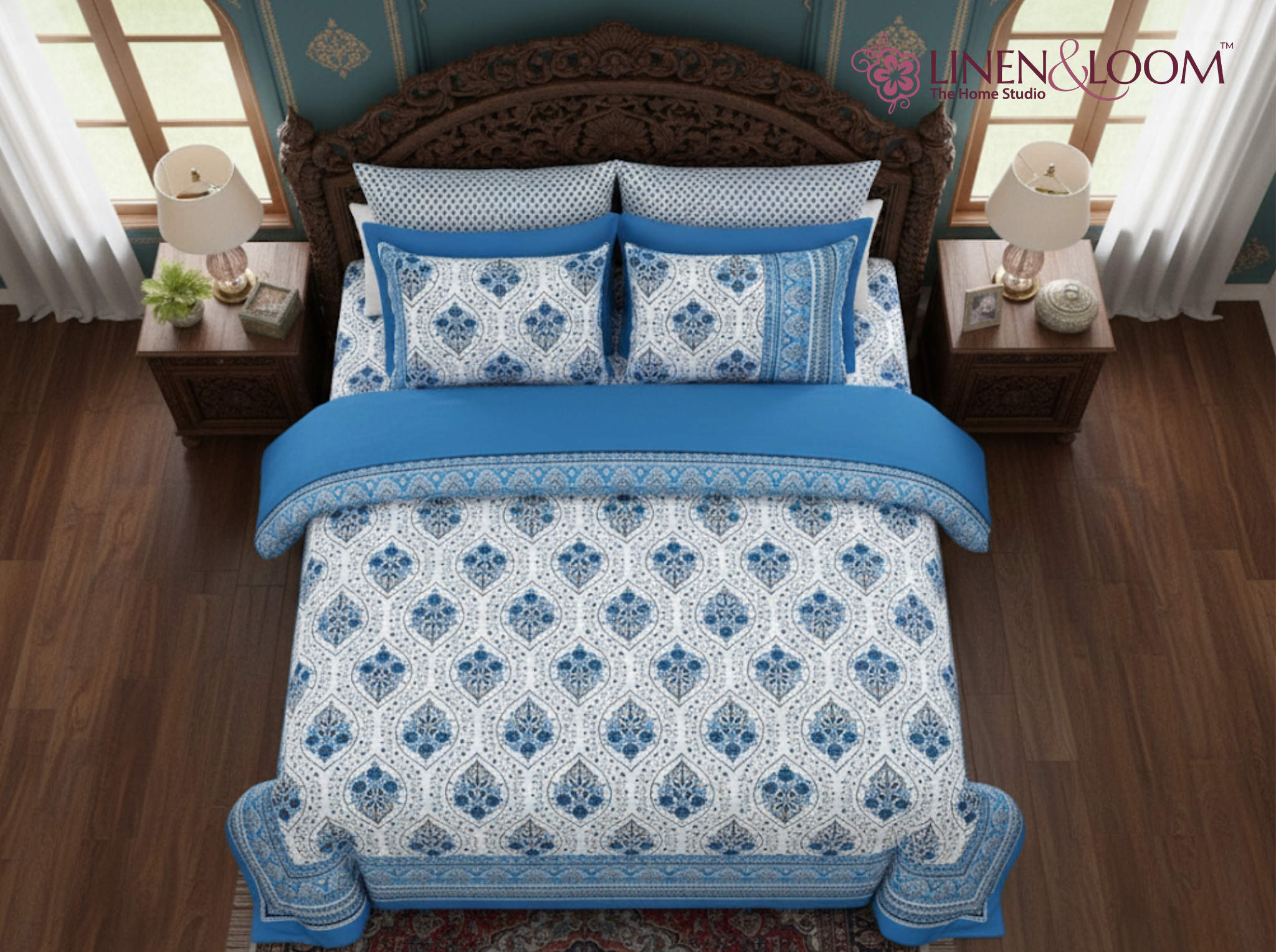 Neel Heritage — Linen & Loom Jaipur Heritage Super King Size (108 x 108 inches) 100% Pure Cotton Bedsheet with 2 Pillow Covers | Soft & Breathable Bed Cover for Home Decor | 240 TC