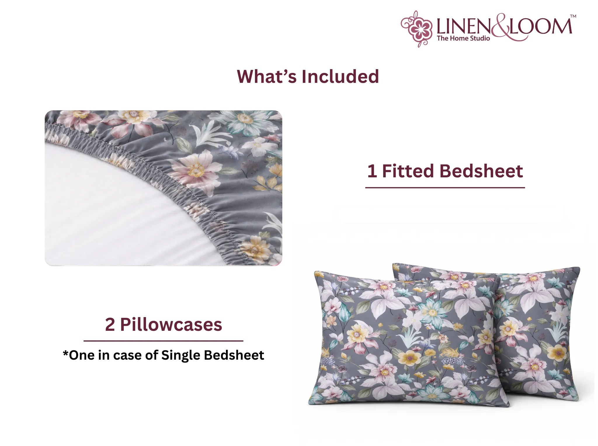 Blush Canopy - Linen & Loom Pure Comfort Series 360° Elastic Fitted Bedsheet | Soft and Comfortable Bed Linen Set for a Cozy Bedroom | 200 TC | King Size 72x78 inches + 9 inches