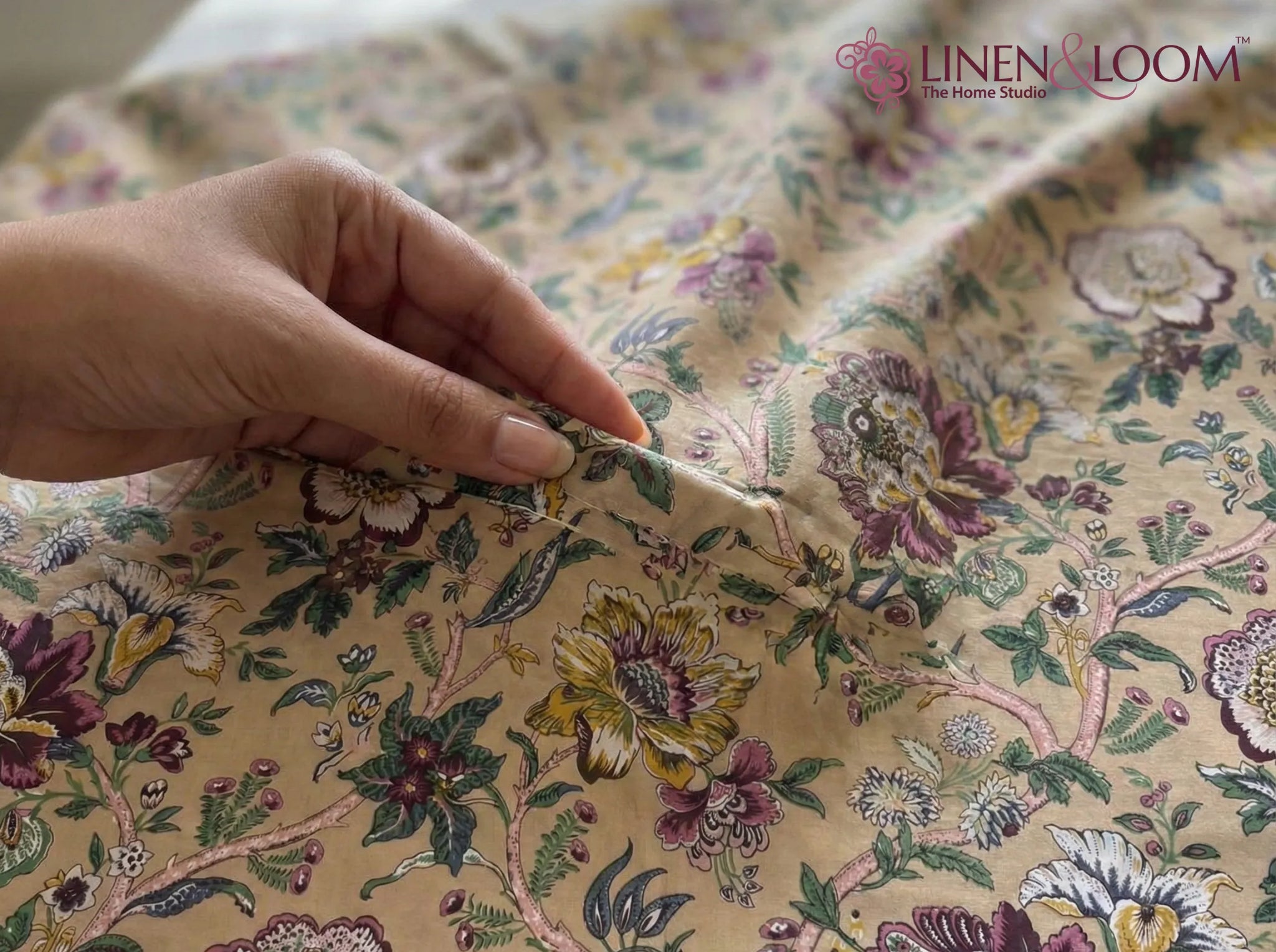 Blossom Haven - Linen & Loom The Natural Collection - 100% Pure Cotton Single Bedsheet (60 x 90 Inches) with 1 Pillow Cover | 240 TC - Soft & Breathable Cotton Bed Sheet for Bedroom
