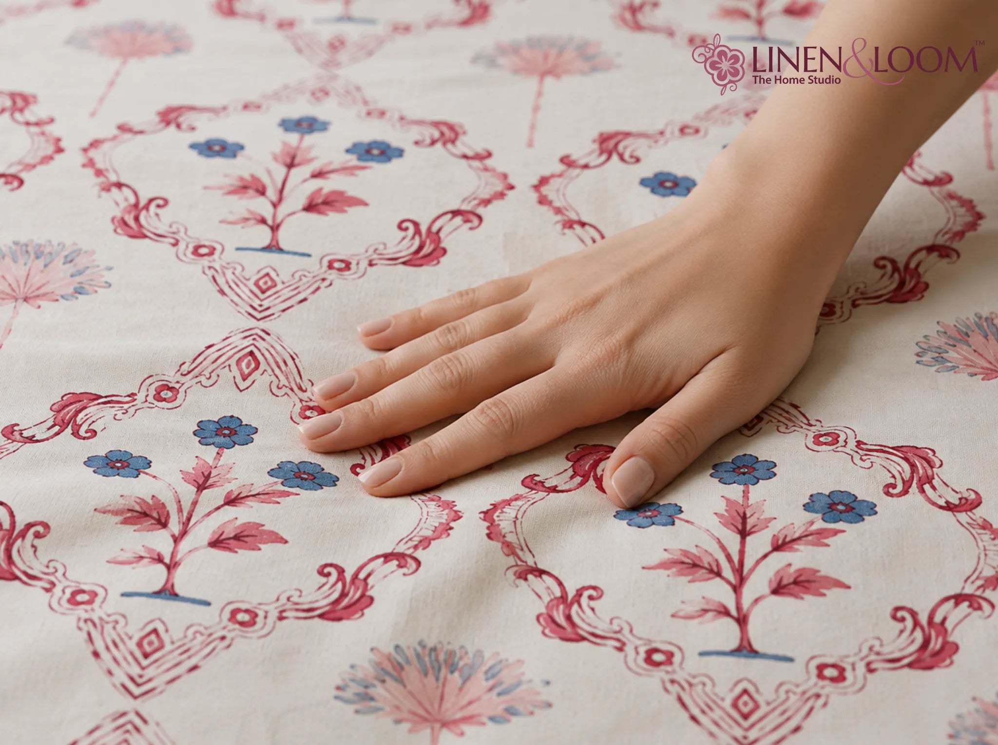 Heritage Flora - Linen & Loom The Natural Collection - 100% Pure Cotton Single Bedsheet (60 x 90 Inches) with 1 Pillow Cover | 240 TC - Soft & Breathable Cotton Bed Sheet for Bedroom