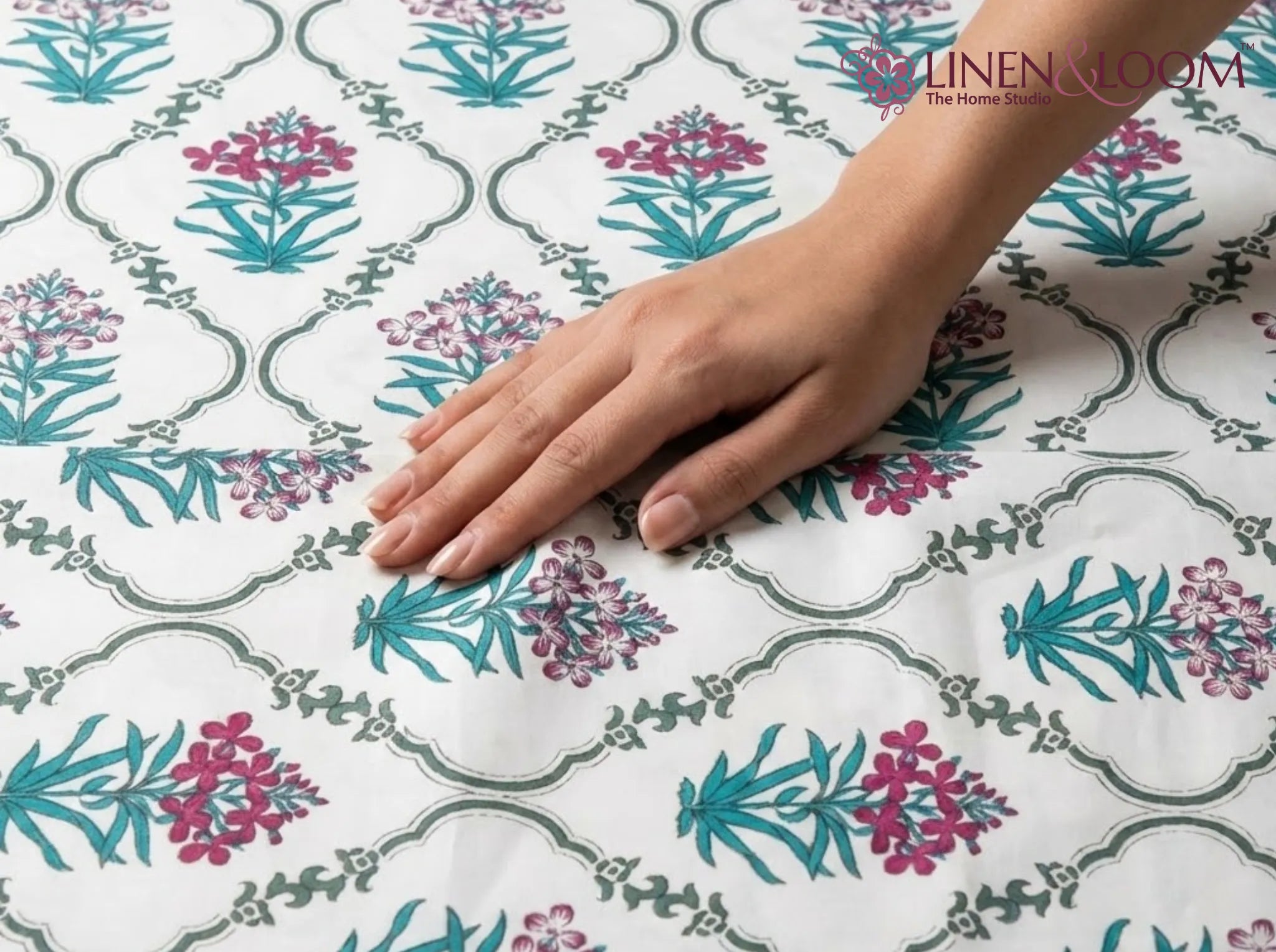 Provence Cranberry Mist - Linen & Loom The Natural Collection - 100% Pure Cotton Single Bedsheet (60 x 90 Inches) with 1 Pillow Cover | 240 TC - Soft & Breathable Cotton Bed Sheet for Bedroom