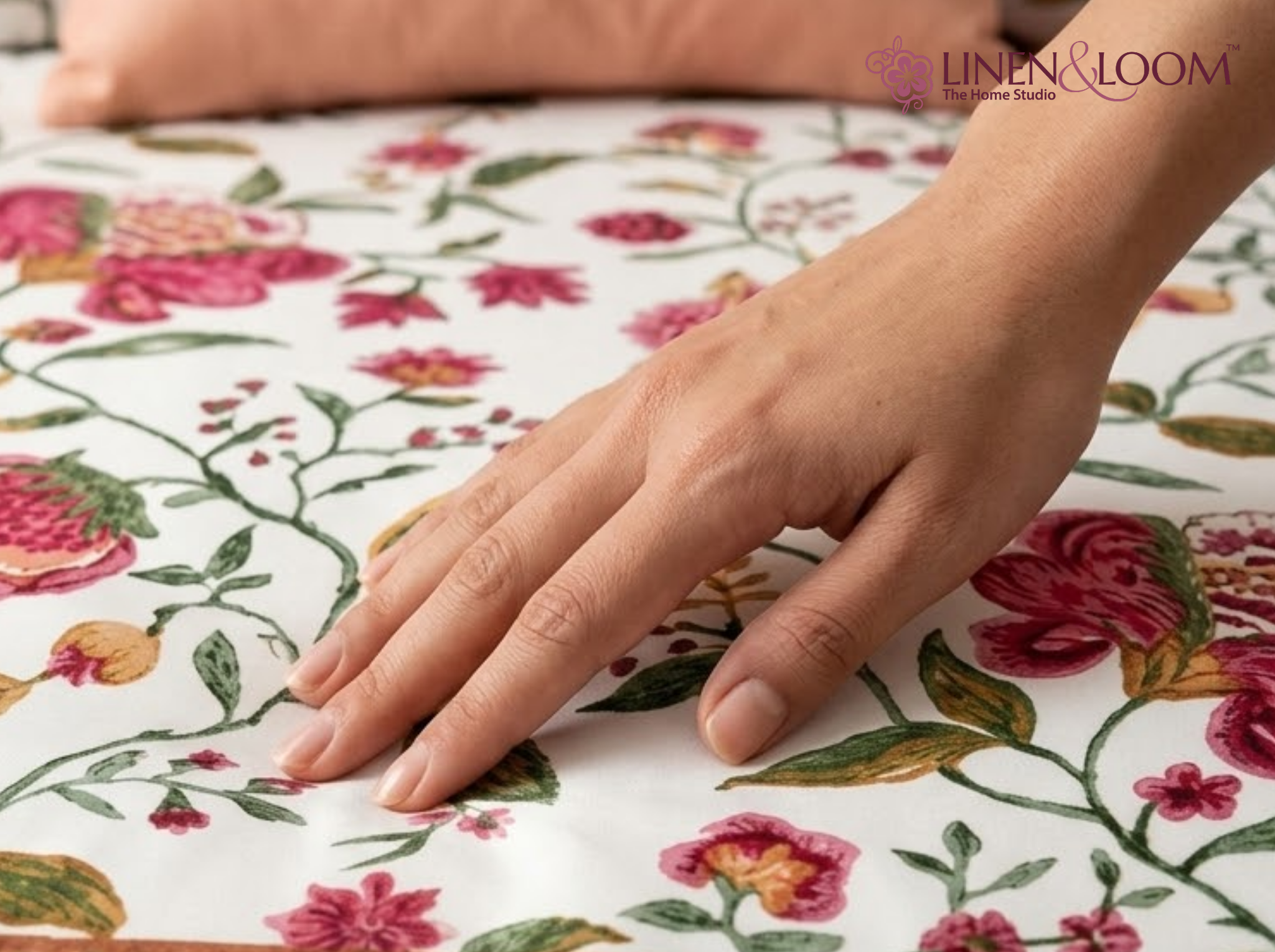 Gulistan Royale - Red — Linen & Loom Maharani Motifs Premium 100% Pure Cotton King Size (90x108) Double Bed Bedsheet with 2 Pillow Covers || Floral Printed Elegant Bedroom Bedding Set || 240 TC