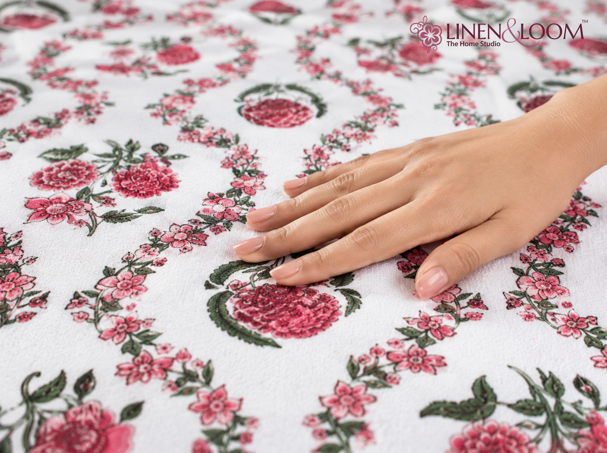 Vana Luxe Red — Linen & Loom Jaipur Heritage Super King Size (108 x 108 inches) 100% Pure Cotton Bedsheet with 2 Pillow Covers | Soft & Breathable Bed Cover for Home Decor | 240 TC