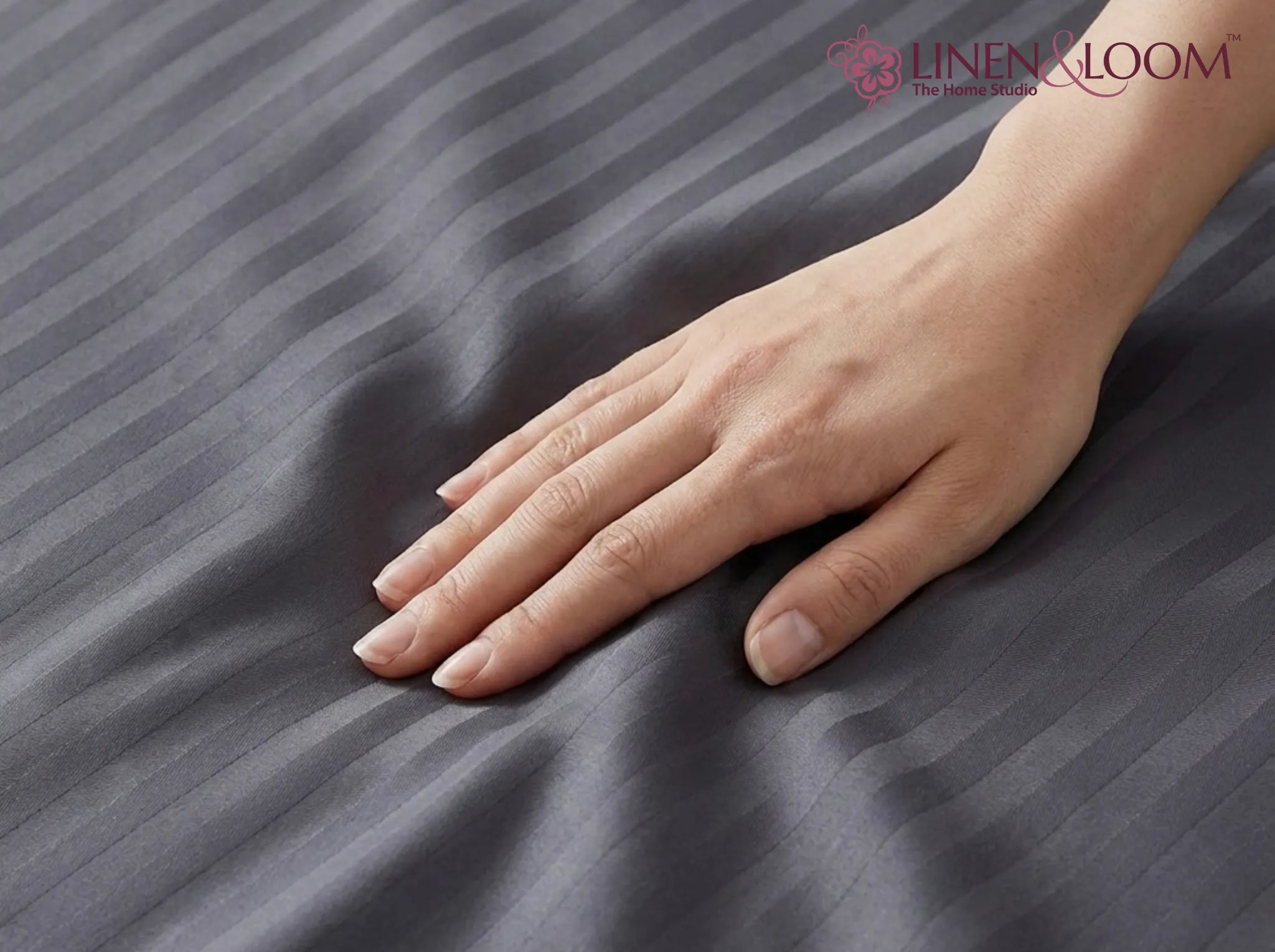 Pale black - Linen & Loom Elegance Series Super King Size Bedsheet with 2 Pillow Covers | Luxury Striped Cotton Blend Bedsheet Set 200 TC | Soft, Breathable & Hotel-Style Finish (108 x 108 inches)