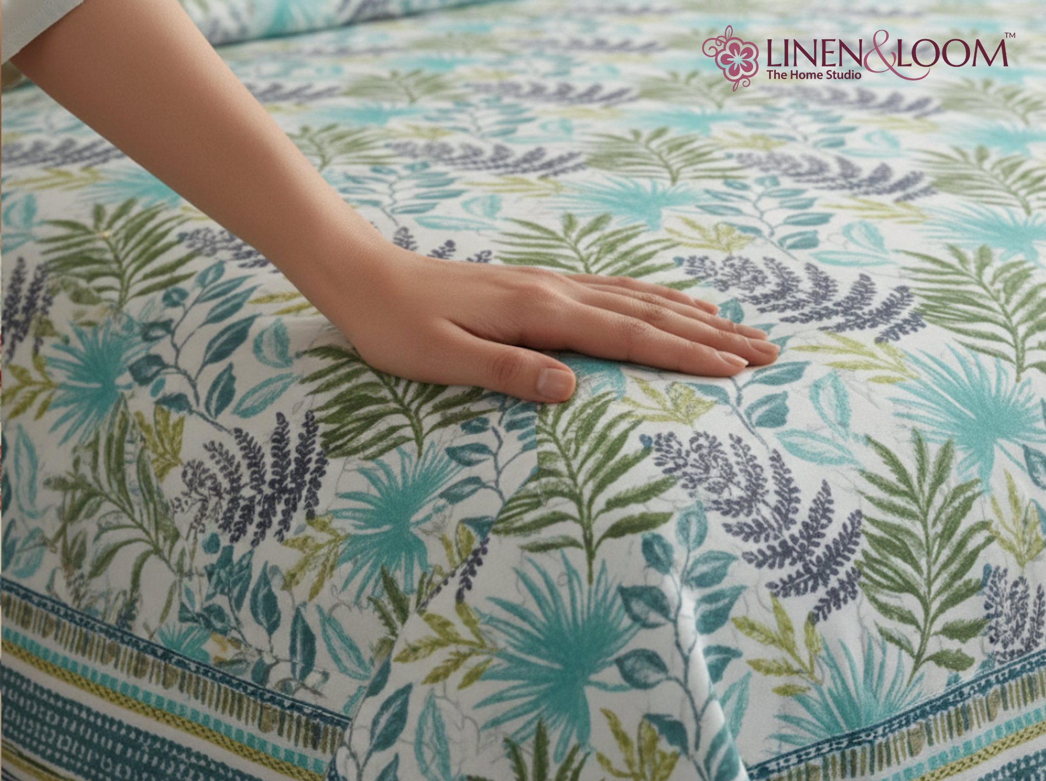 Virasat Bloom - Blue — Linen & Loom Jaipur Heritage Super King Size (108 x 108 inches) 100% Pure Cotton Bedsheet with 2 Pillow Covers | Soft & Breathable Bed Cover for Home Decor | 240 TC
