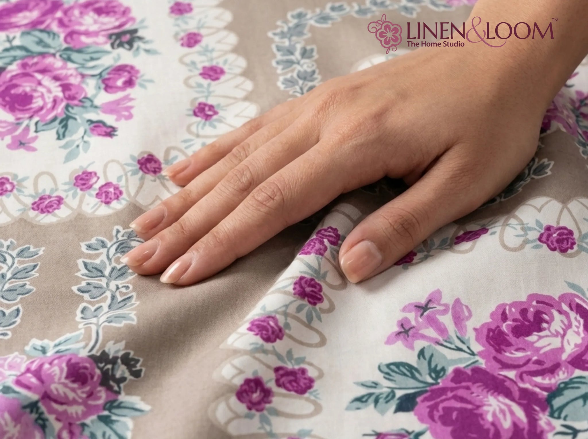 Duchess Petal Beige - Linen & Loom The Natural Collection - 100% Pure Cotton Single Bedsheet (60 x 90 Inches) with 1 Pillow Cover | 240 TC - Soft & Breathable Cotton Bed Sheet for Bedroom