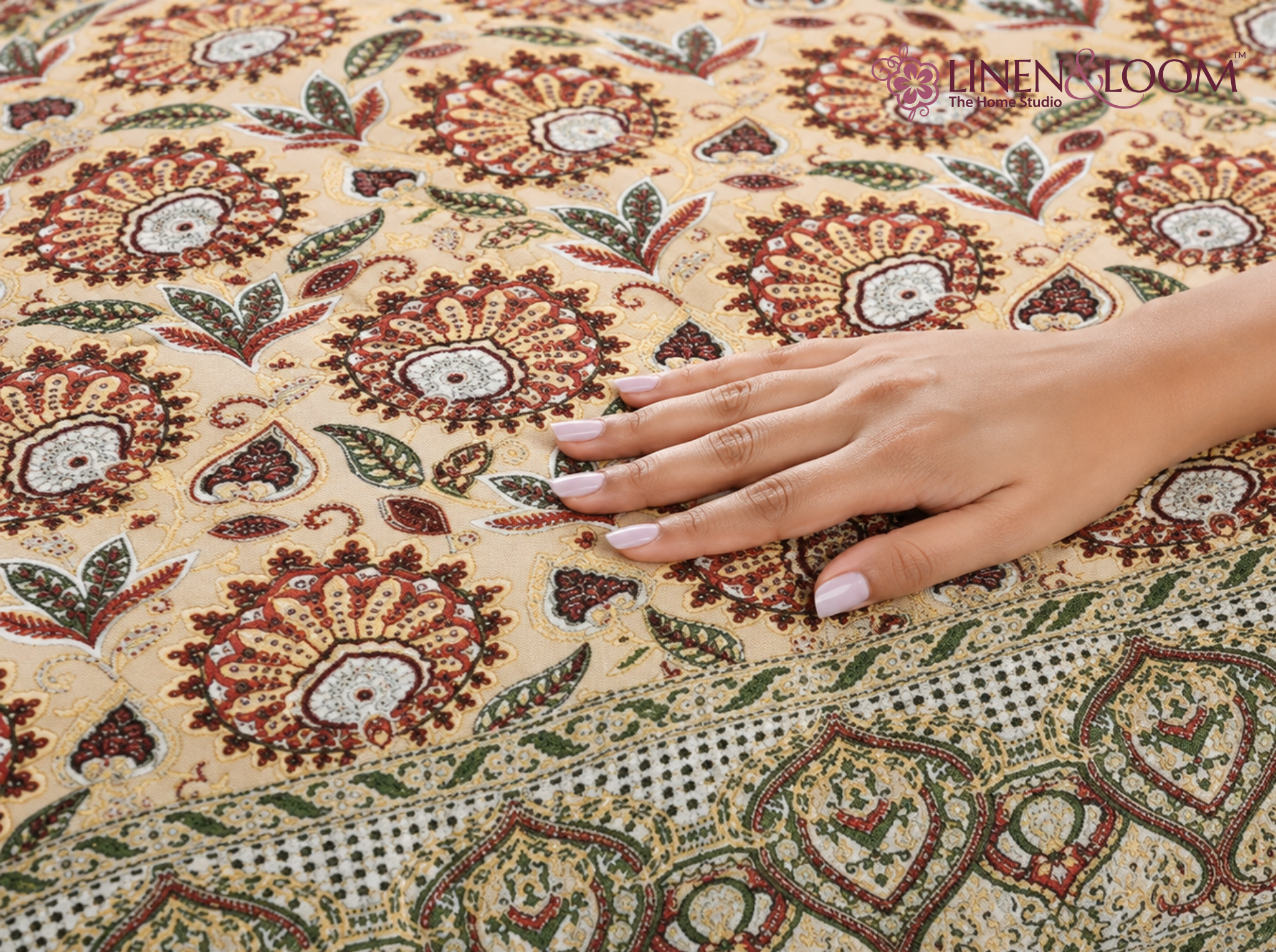 Nilaya Paisley_Red — Linen & Loom Jaipur Heritage Super King Size (108 x 108 inches) 100% Pure Cotton Bedsheet with 2 Pillow Covers | Soft & Breathable Bed Cover for Home Decor | 240 TC