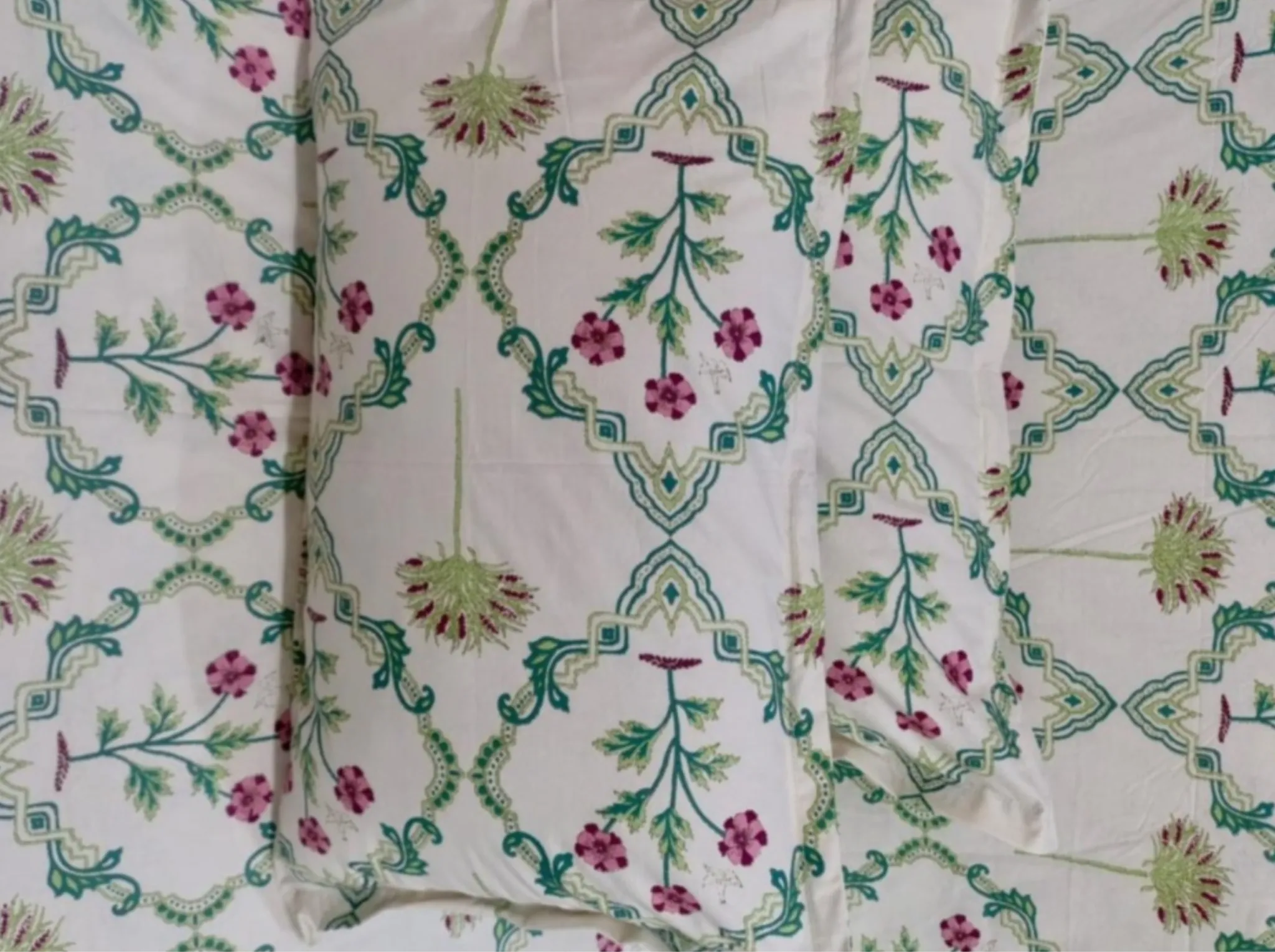 Duchess Berry Garden - Linen & Loom Natural Collection - Super King (100x108) 100% Pure Cotton Bedsheet with 2 Pillow Covers | Soft Breathable Bedspread for Home Decor | TC 240