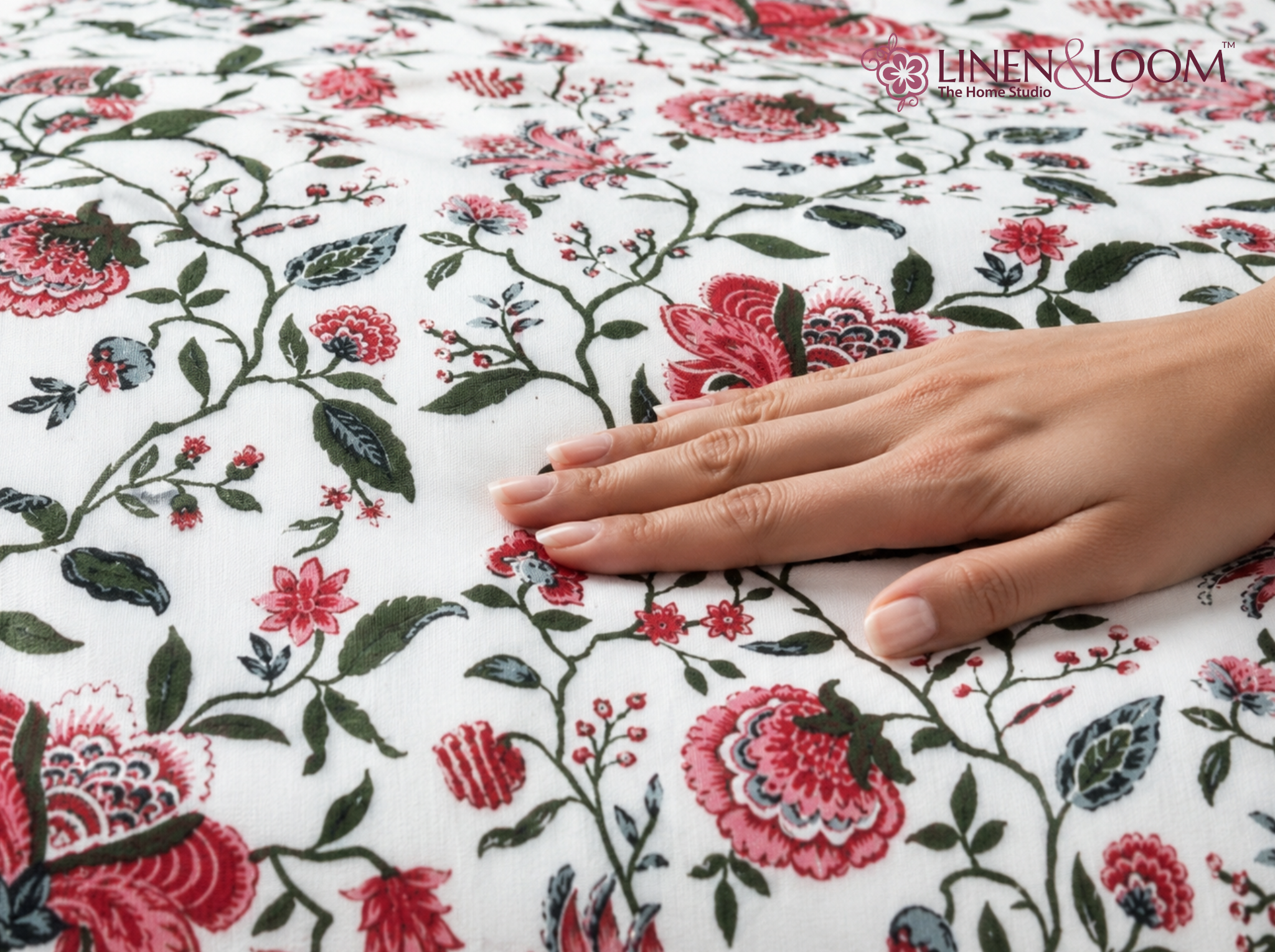 Riva Motif-Red — Linen & Loom Jaipur Heritage Super King Size (108 x 108 inches) 100% Pure Cotton Bedsheet with 2 Pillow Covers | Soft & Breathable Bed Cover for Home Decor | 240 TC