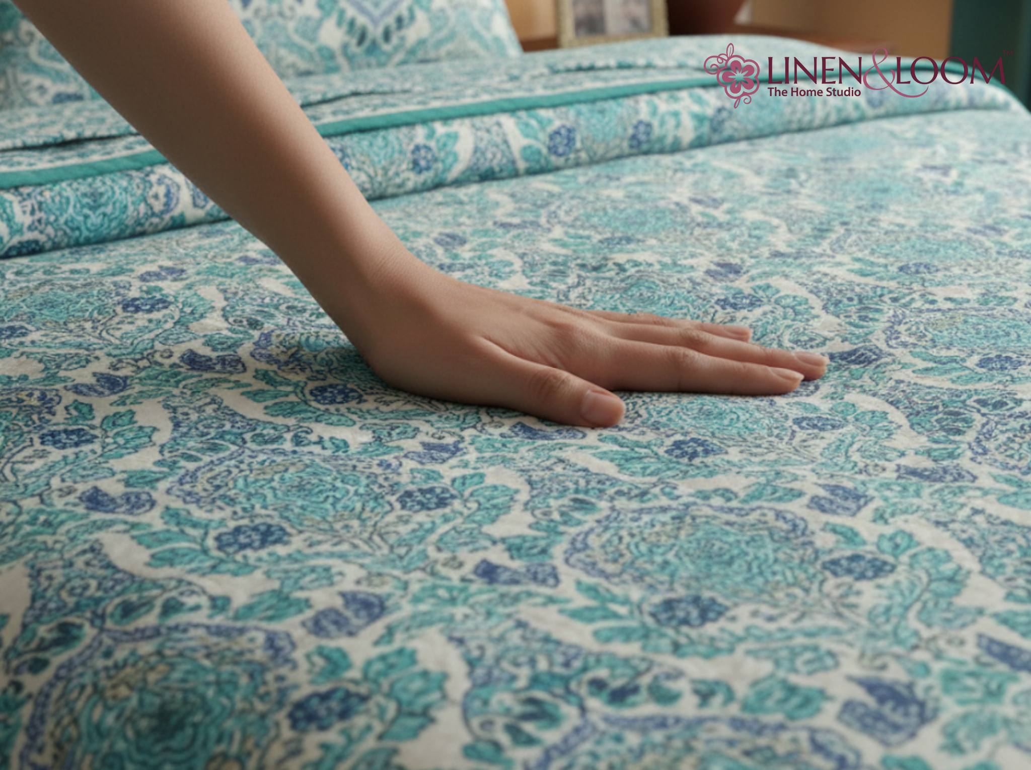 Shahi Heritage- Blue — Linen & Loom Jaipur Heritage Super King Size (108 x 108 inches) 100% Pure Cotton Bedsheet with 2 Pillow Covers | Soft & Breathable Bed Cover for Home Decor | 240 TC