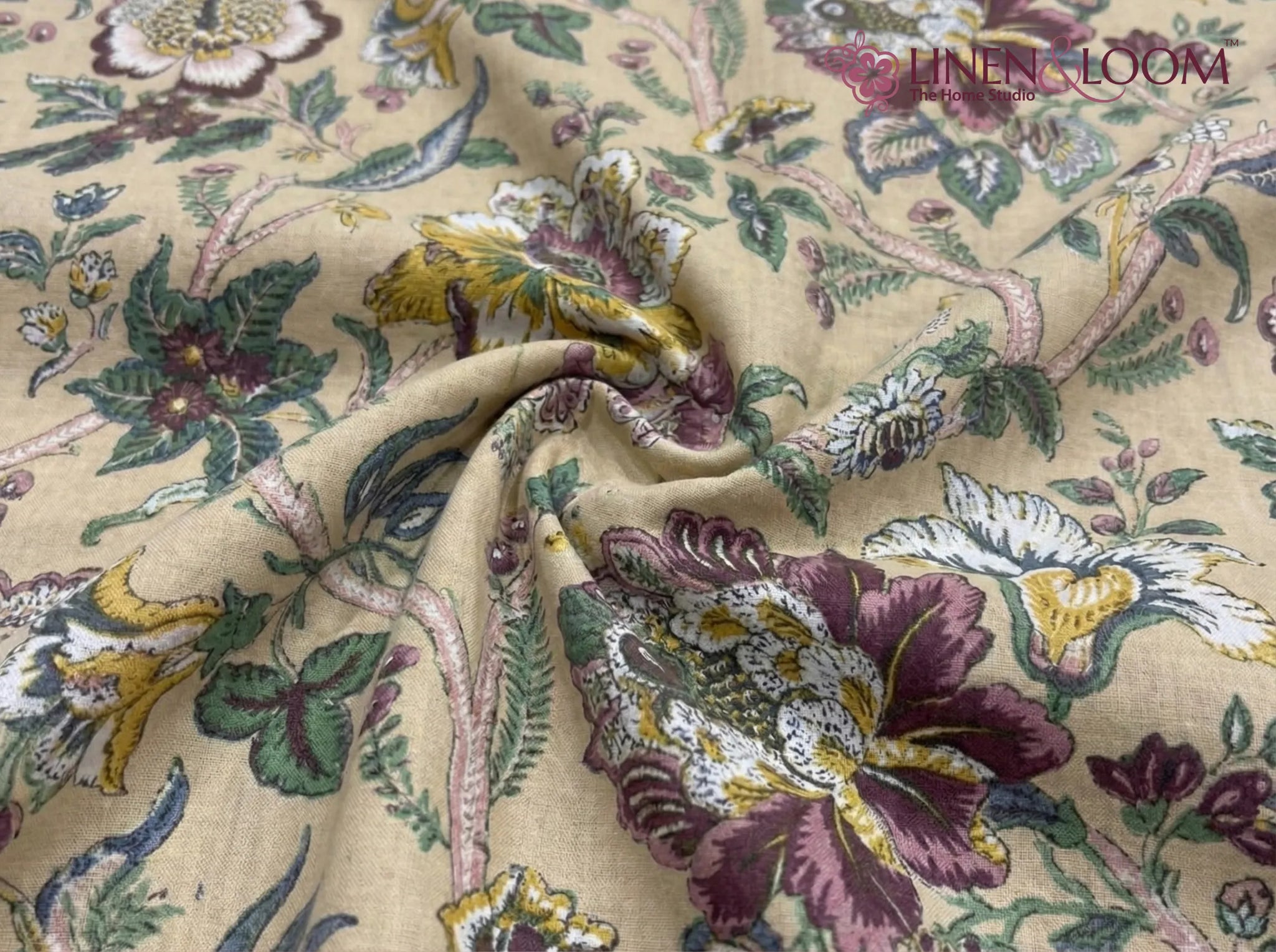 Blossom Haven - Linen & Loom The Natural Collection - 100% Pure Cotton Single Bedsheet (60 x 90 Inches) with 1 Pillow Cover | 240 TC - Soft & Breathable Cotton Bed Sheet for Bedroom