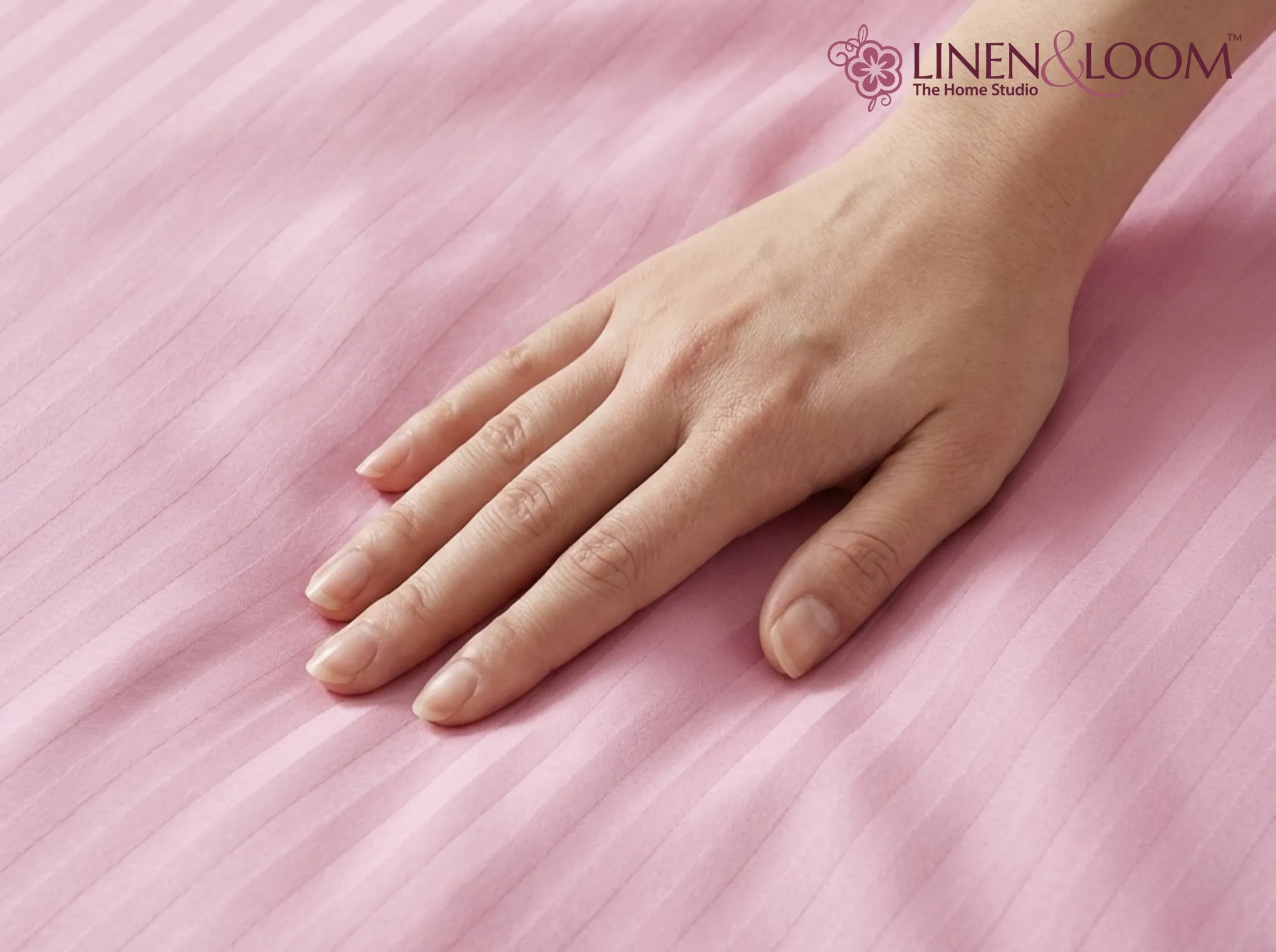 Pink - Linen & Loom Elegance Series Super King Size Bedsheet with 2 Pillow Covers | Luxury Striped Cotton Blend Bedsheet Set 200 TC | Soft, Breathable & Hotel-Style Finish (108 x 108 inches)