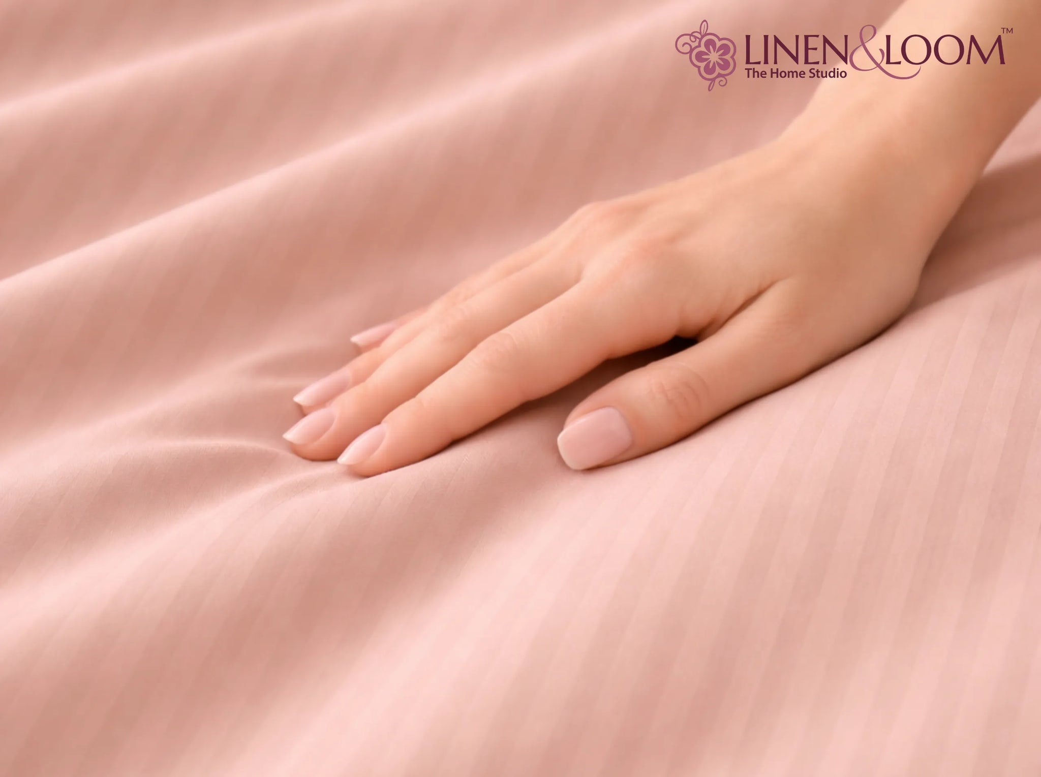 Peach - Linen & Loom Elegance Series Super King Size Bedsheet with 2 Pillow Covers | Luxury Striped Cotton Blend Bedsheet Set 200 TC | Soft, Breathable & Hotel-Style Finish (108 x 108 inches)