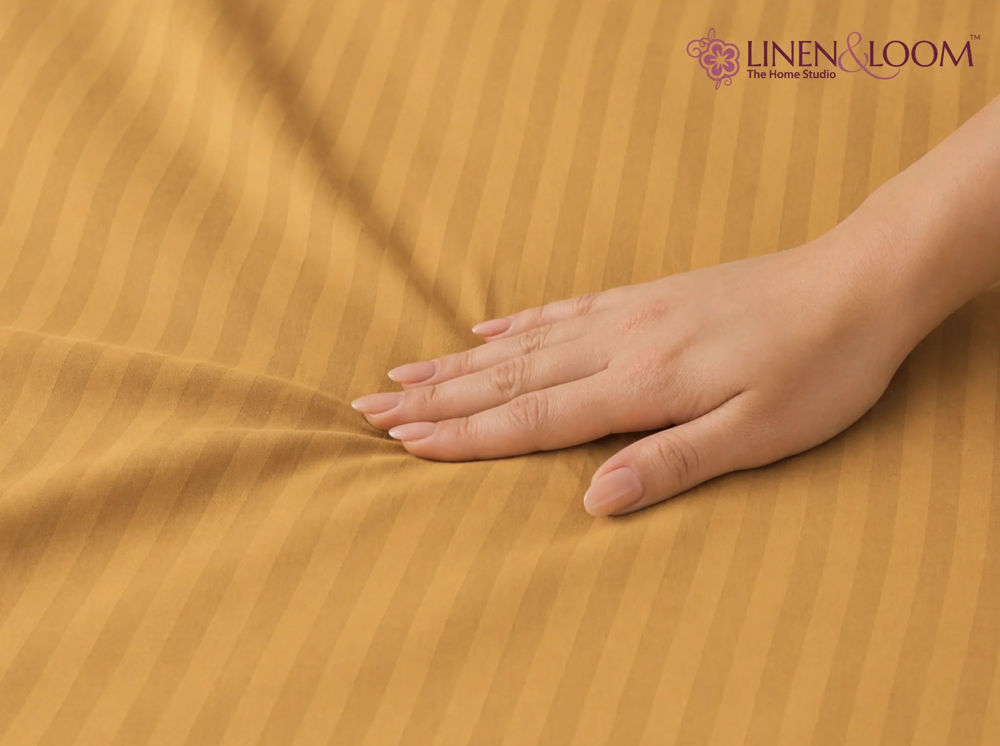 Yellow - Linen & Loom Elegance Series (60x90 inches) Bedsheet with 1 Pillow Cover | Luxury Striped Cotton Blend Bedsheet Set | Soft, Breathable & Hotel-Style Finish | TC 200