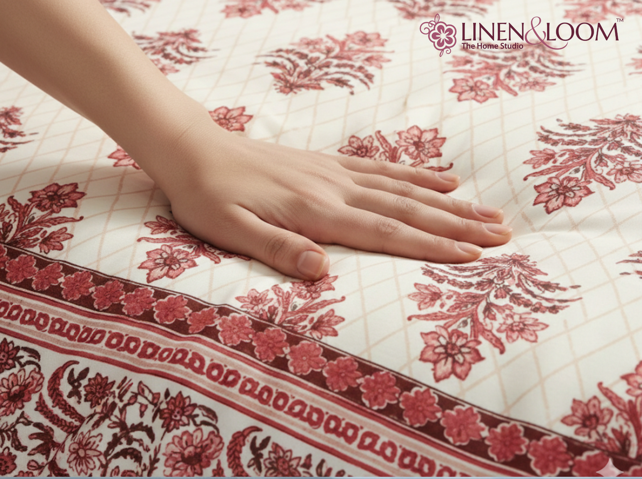 Darbar Elegance - Red — Linen & Loom Jaipur Heritage Super King Size (108 x 108 inches) 100% Pure Cotton Bedsheet with 2 Pillow Covers | Soft & Breathable Bed Cover for Home Decor | 240 TC