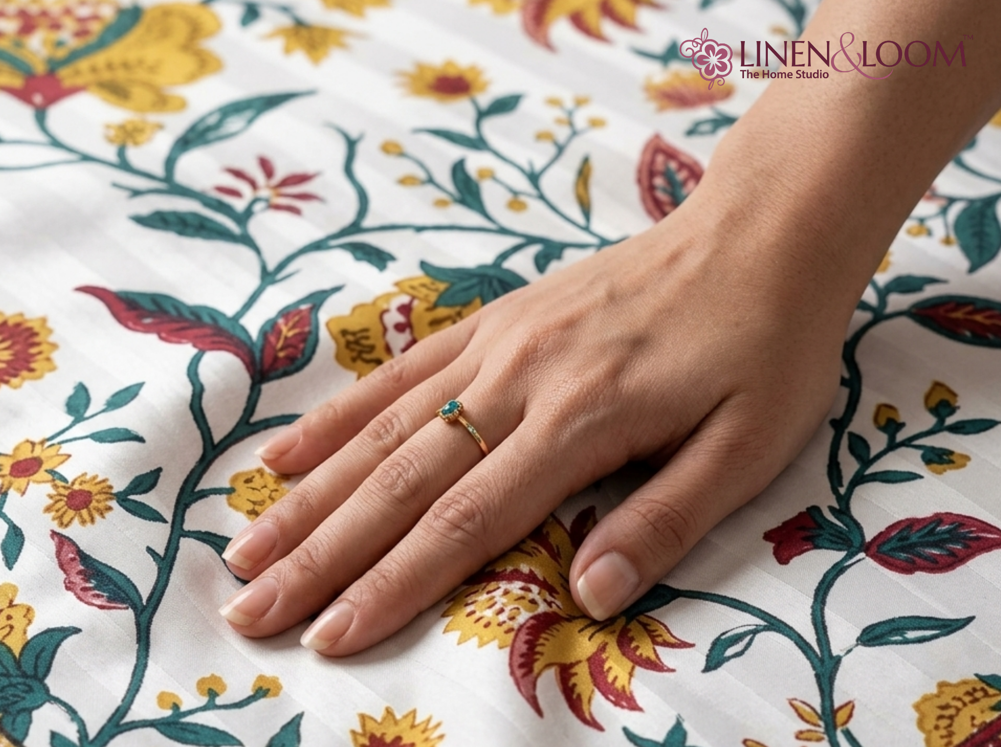 Gulistan Royale - Yellow — Linen & Loom Maharani Motifs Premium 100% Pure Cotton King Size (90x108) Double Bed Bedsheet with 2 Pillow Covers || Floral Printed Elegant Bedroom Bedding Set || 240 TC