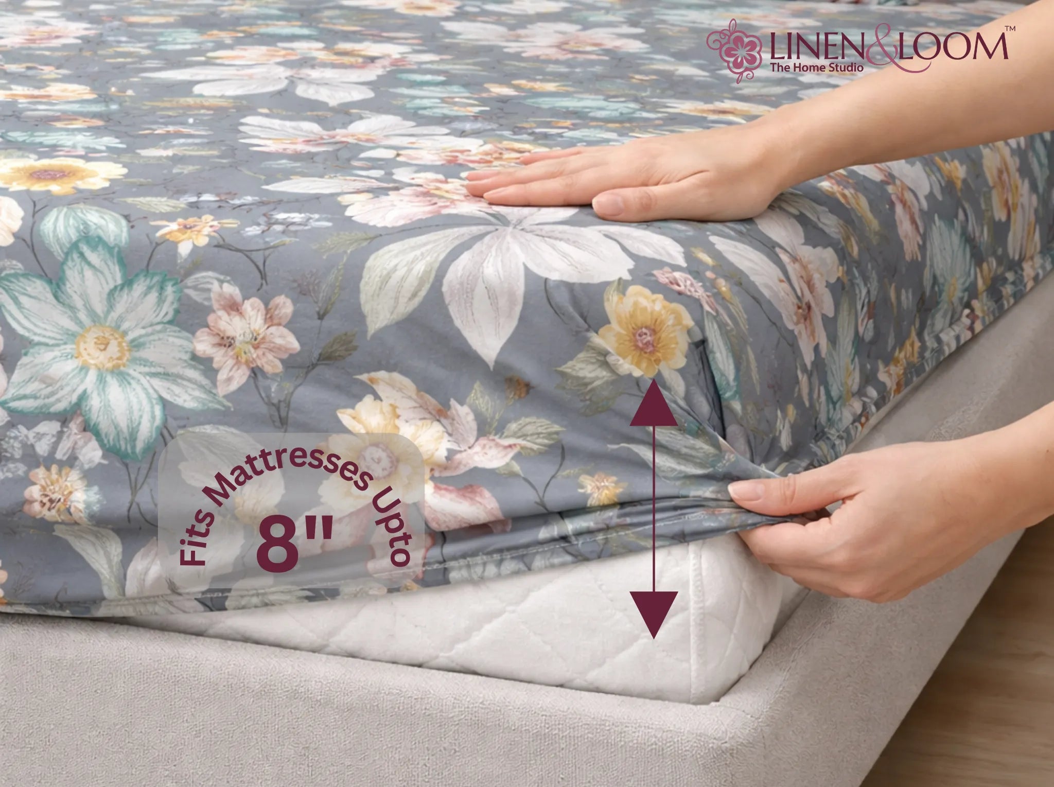 Blush Canopy - Linen & Loom Pure Comfort Series 360° Elastic Fitted Bedsheet | Soft and Comfortable Bed Linen Set for a Cozy Bedroom | 200 TC | King Size 72x78 inches + 9 inches