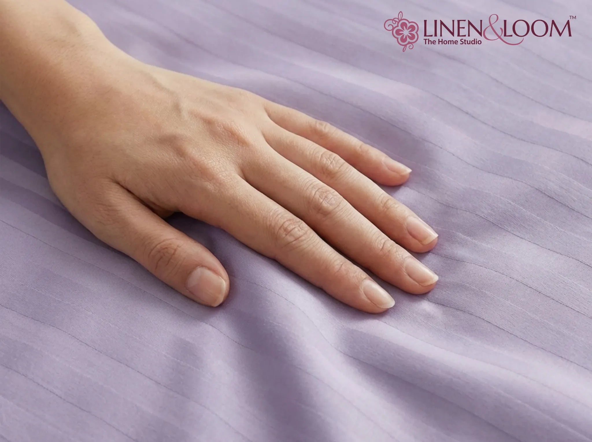 Lavender - Linen & Loom Elegance Series Super King Size Bedsheet with 2 Pillow Covers | Luxury Striped Cotton Blend Bedsheet Set 200 TC | Soft, Breathable & Hotel-Style Finish (108 x 108 inches)