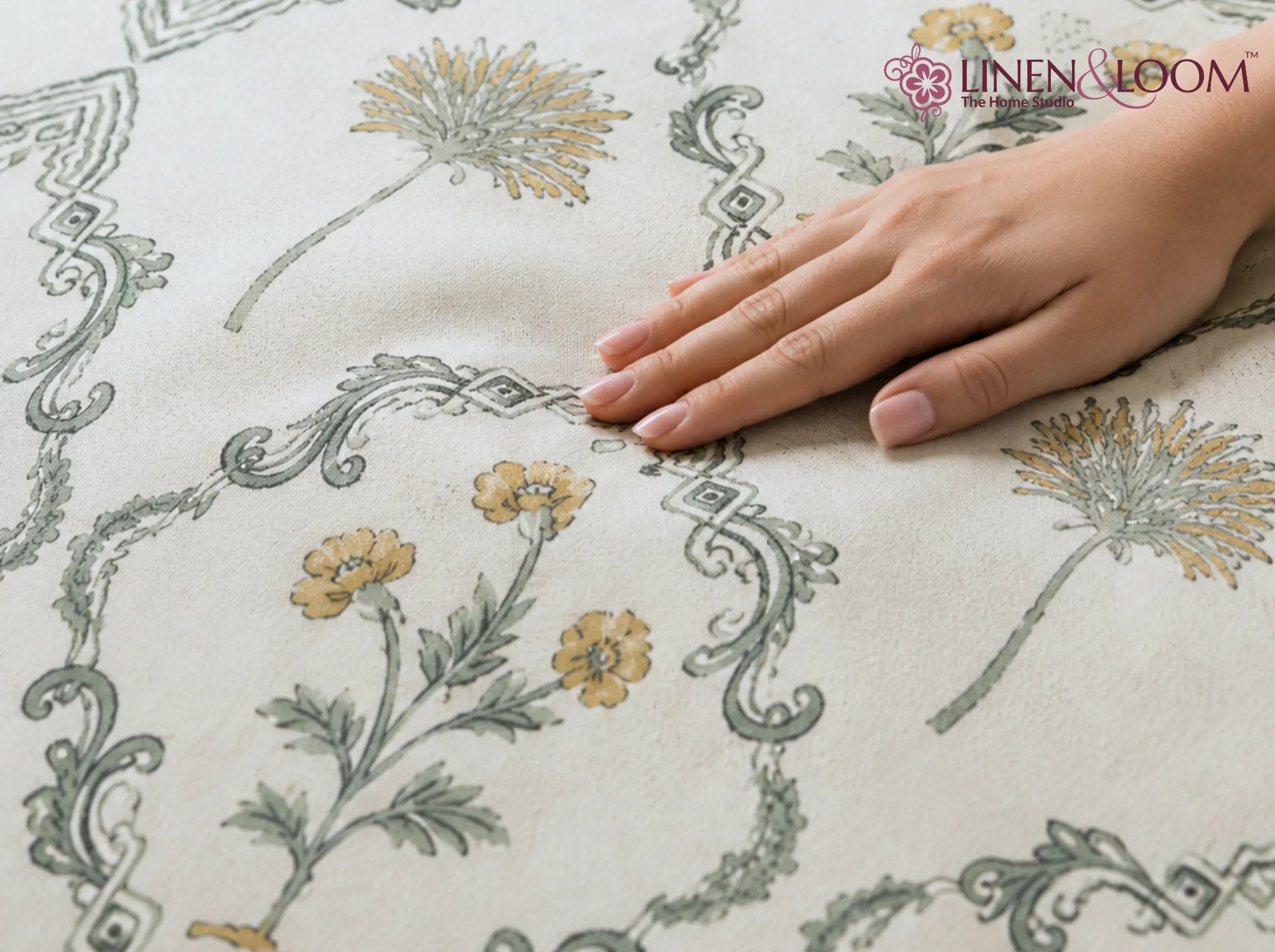 Regal Mustard Garden - Linen & Loom The Natural Collection - 100% Pure Cotton Single Bedsheet (60 x 90 Inches) with 1 Pillow Cover | 240 TC - Soft & Breathable Cotton Bed Sheet for Bedroom