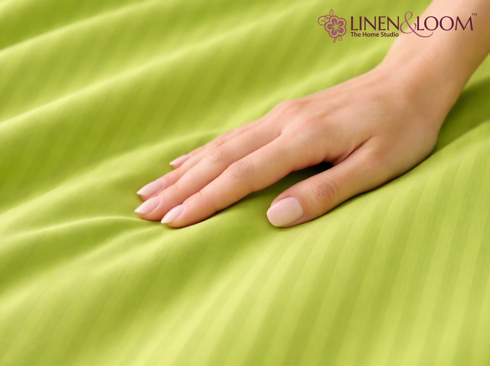 Neon green - Linen & Loom Elegance Series Super King Size Bedsheet with 2 Pillow Covers | Luxury Striped Cotton Blend Bedsheet Set 200 TC | Soft, Breathable & Hotel-Style Finish (108 x 108 inches)
