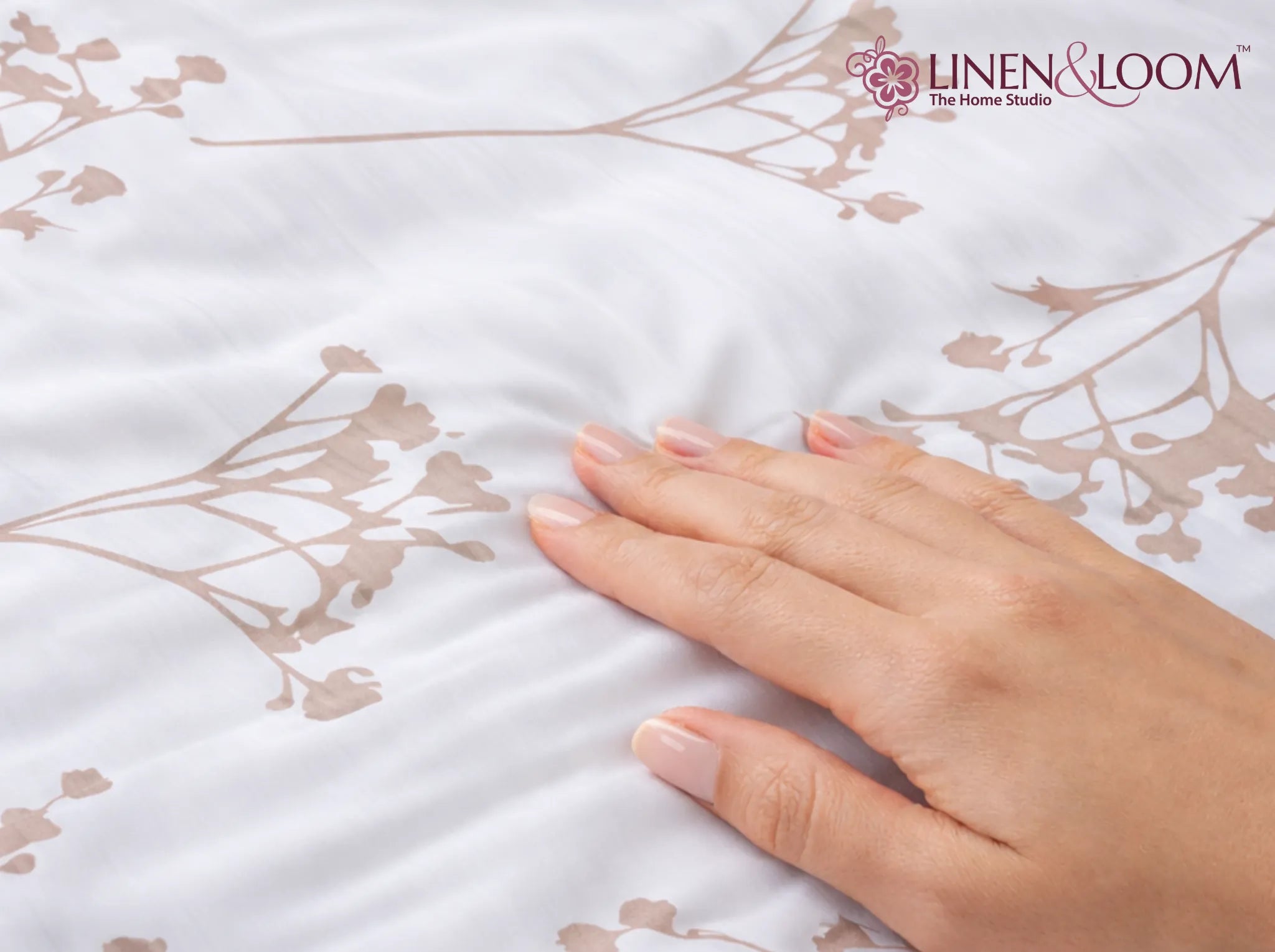 Soft Bloom - Linen & Loom Serenity Series Super King Size (108x108 inches) Double Bedsheet with 2 Pillow Covers || Soft Breathable Cotton Feel Bedding Set with Elegant Geometric Design || TC 240