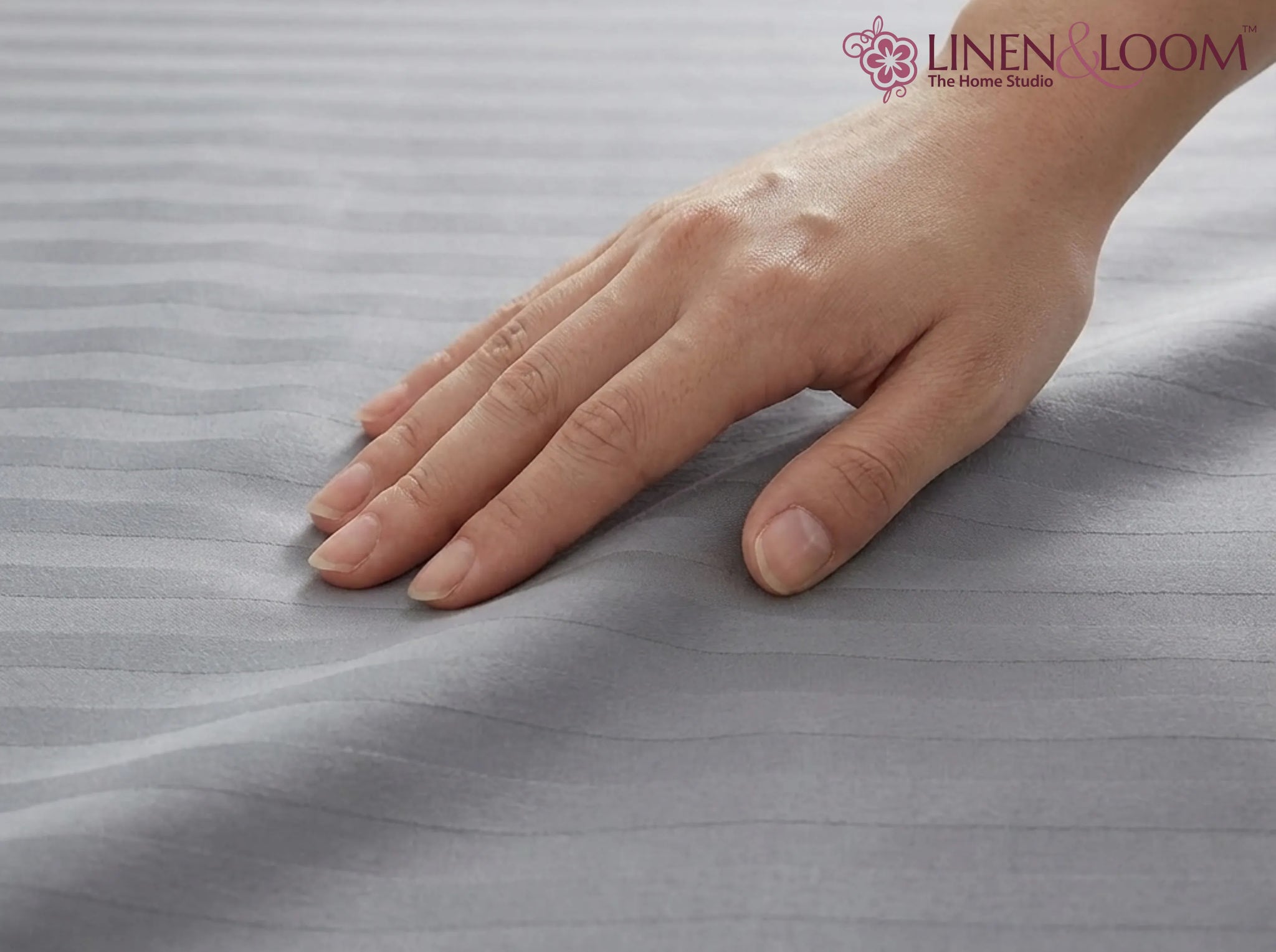 Grey - Linen & Loom Elegance Series King Size Bedsheet (90 x 100 Inches) with 2 Pillow Covers | Luxury Striped Cotton Blend | 200 TC | Soft, Breathable & Hotel-Style Finish