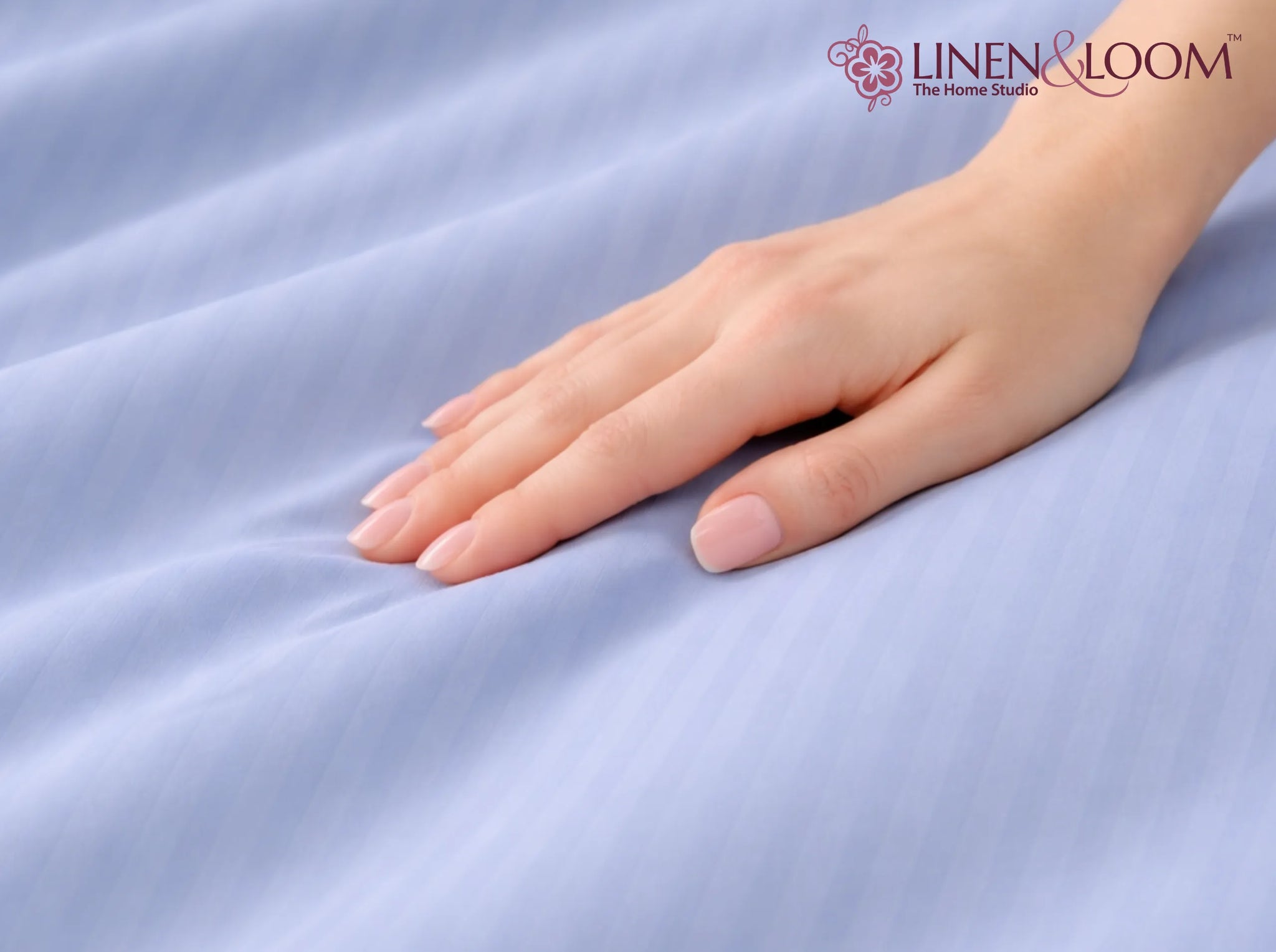 Powder blue - Linen & Loom Elegance Series Super King Size Bedsheet with 2 Pillow Covers | Luxury Striped Cotton Blend Bedsheet Set 200 TC | Soft, Breathable & Hotel-Style Finish (108 x 108 inches)