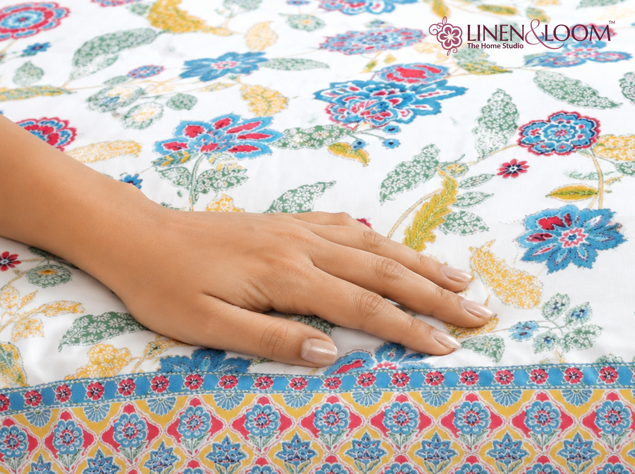 Royal Botanica_Blue — Linen & Loom Jaipur Heritage Super King Size (108 x 108 inches) 100% Pure Cotton Bedsheet with 2 Pillow Covers | Soft & Breathable Bed Cover for Home Decor | 240 TC