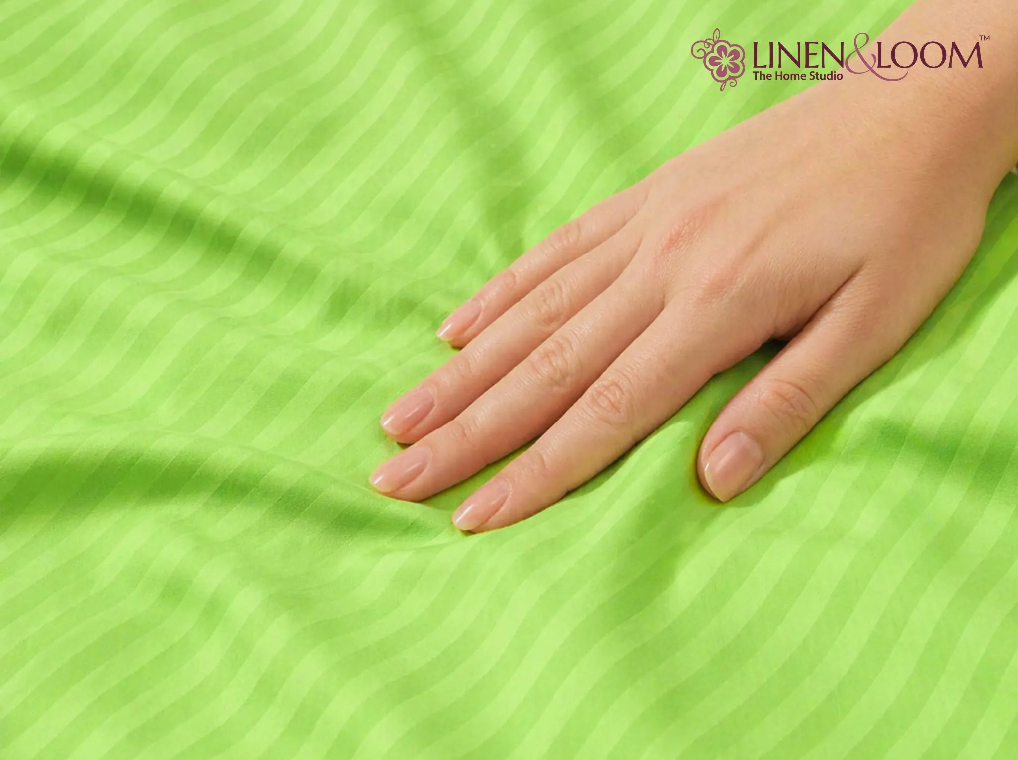 Neon Green - Linen & Loom Elegance Series (60x90 inches) Bedsheet with 1 Pillow Cover | Luxury Striped Cotton Blend Bedsheet Set | Soft, Breathable & Hotel-Style Finish | TC 200