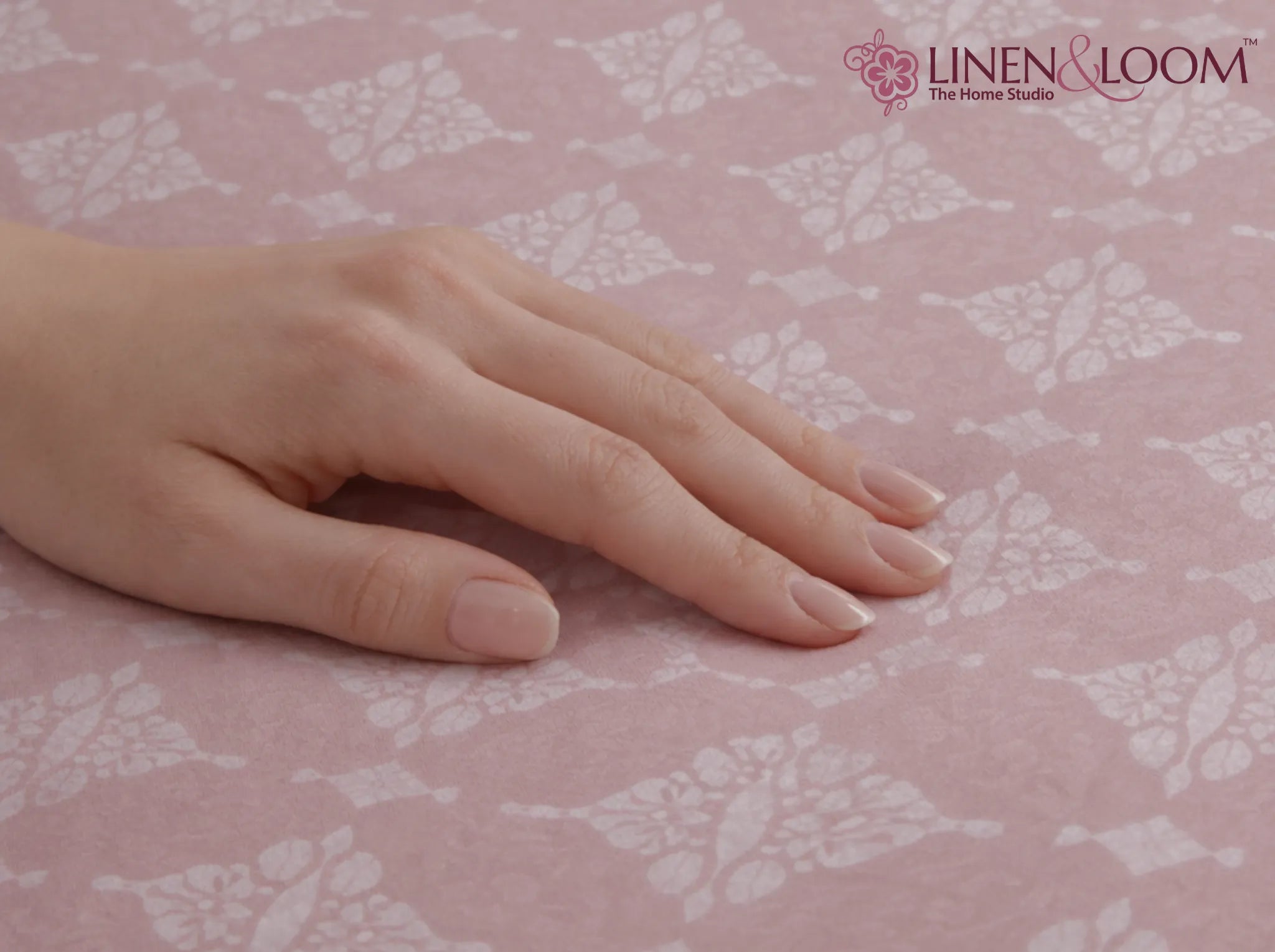 Blush Calm - Linen & Loom Serenity Series Super King Size (108x108 inches) Double Bedsheet with 2 Pillow Covers || Soft Breathable Cotton Feel Bedding Set with Elegant Geometric Design || TC 240