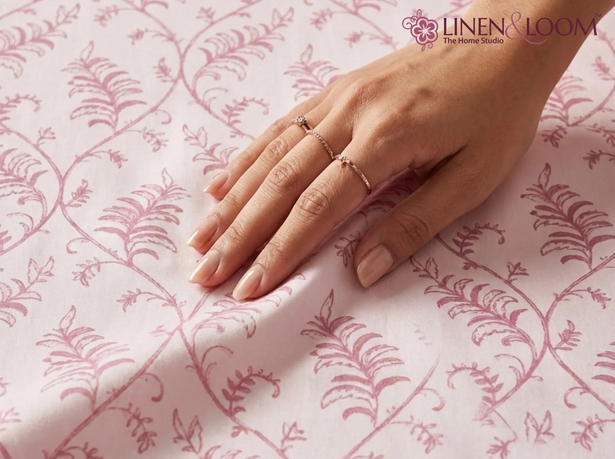 Petal Vine - Linen & Loom Serenity Series Super King Size (108x108 inches) Double Bedsheet with 2 Pillow Covers || Soft Breathable Cotton Feel Bedding Set with Elegant Geometric Design || TC 240