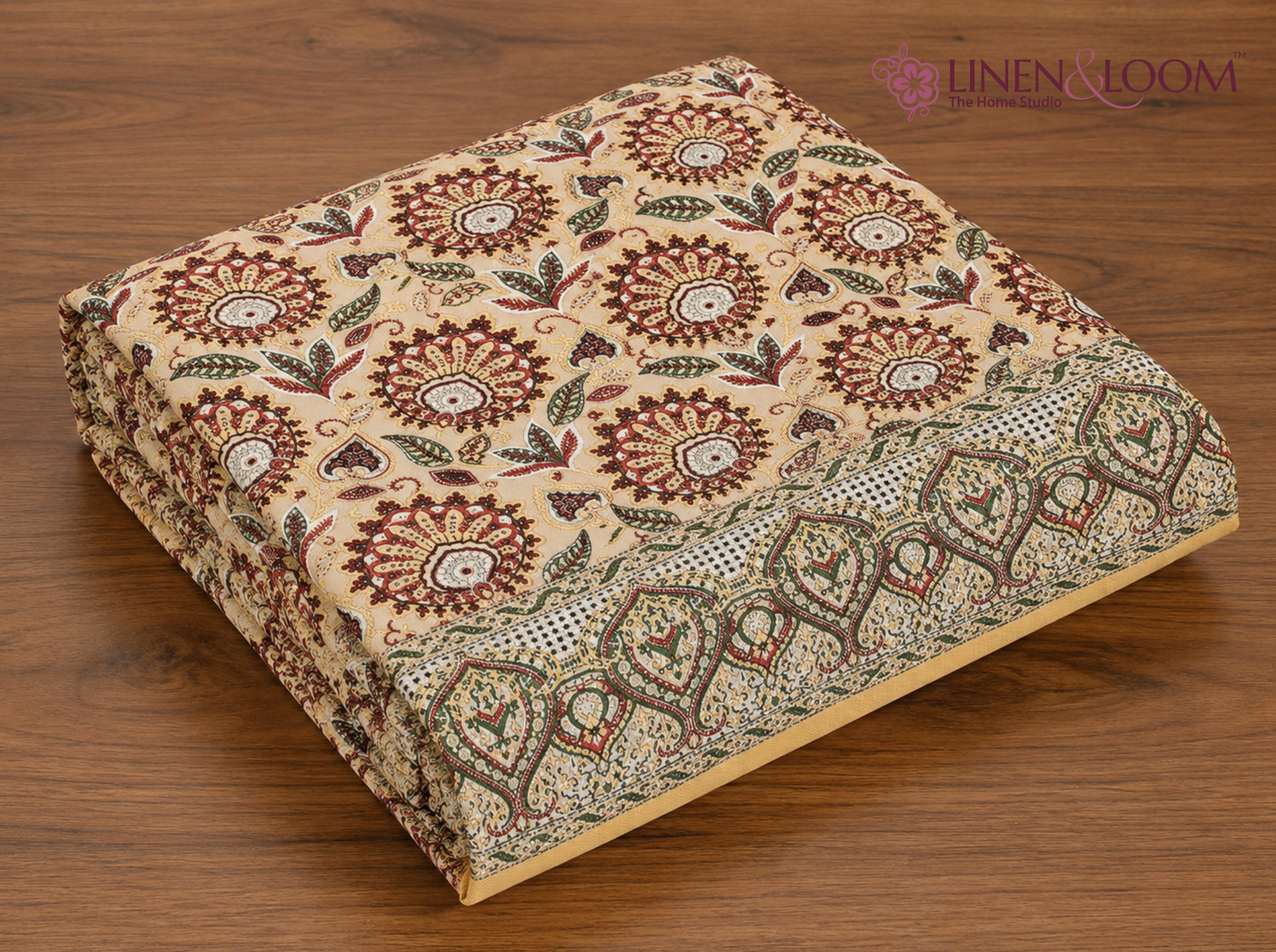 Nilaya Paisley_Red — Linen & Loom Jaipur Heritage Super King Size (108 x 108 inches) 100% Pure Cotton Bedsheet with 2 Pillow Covers | Soft & Breathable Bed Cover for Home Decor | 240 TC