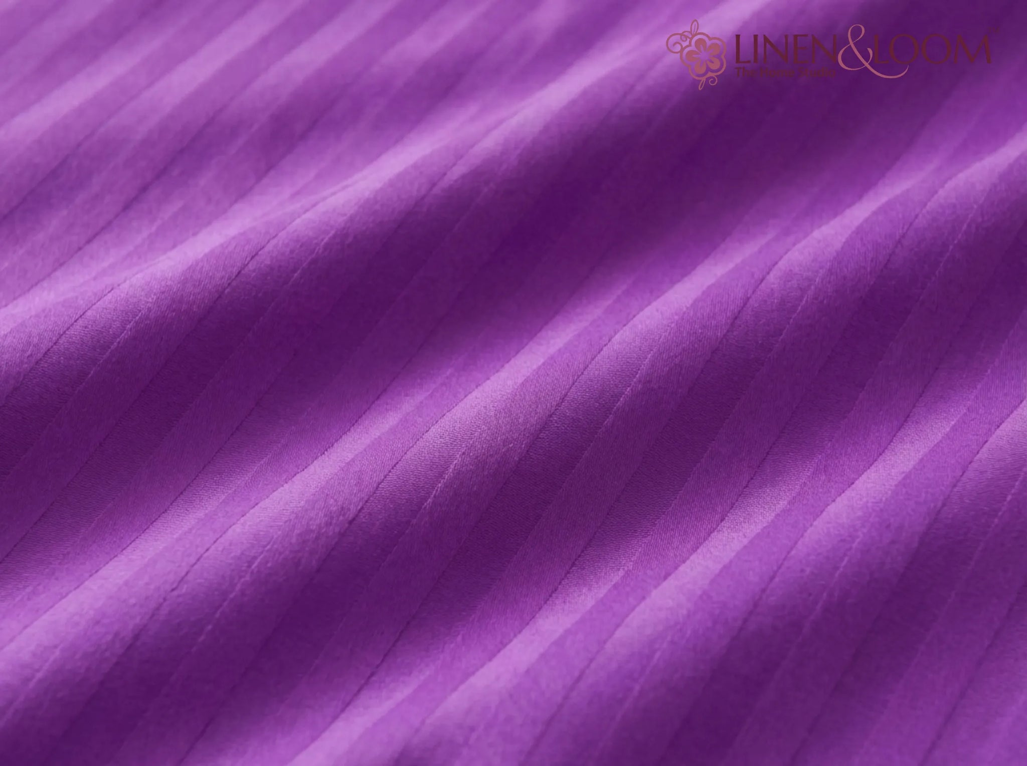 Purple - Linen & Loom Elegance Series Super King Size Bedsheet with 2 Pillow Covers | Luxury Striped Cotton Blend Bedsheet Set 200 TC | Soft, Breathable & Hotel-Style Finish (108 x 108 inches)