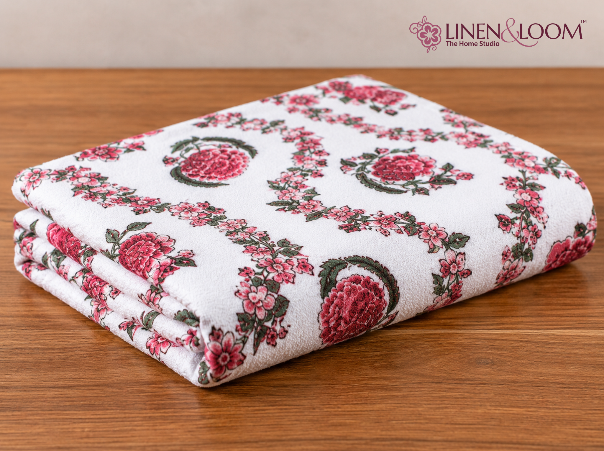 Vana Luxe Red — Linen & Loom Jaipur Heritage Super King Size (108 x 108 inches) 100% Pure Cotton Bedsheet with 2 Pillow Covers | Soft & Breathable Bed Cover for Home Decor | 240 TC