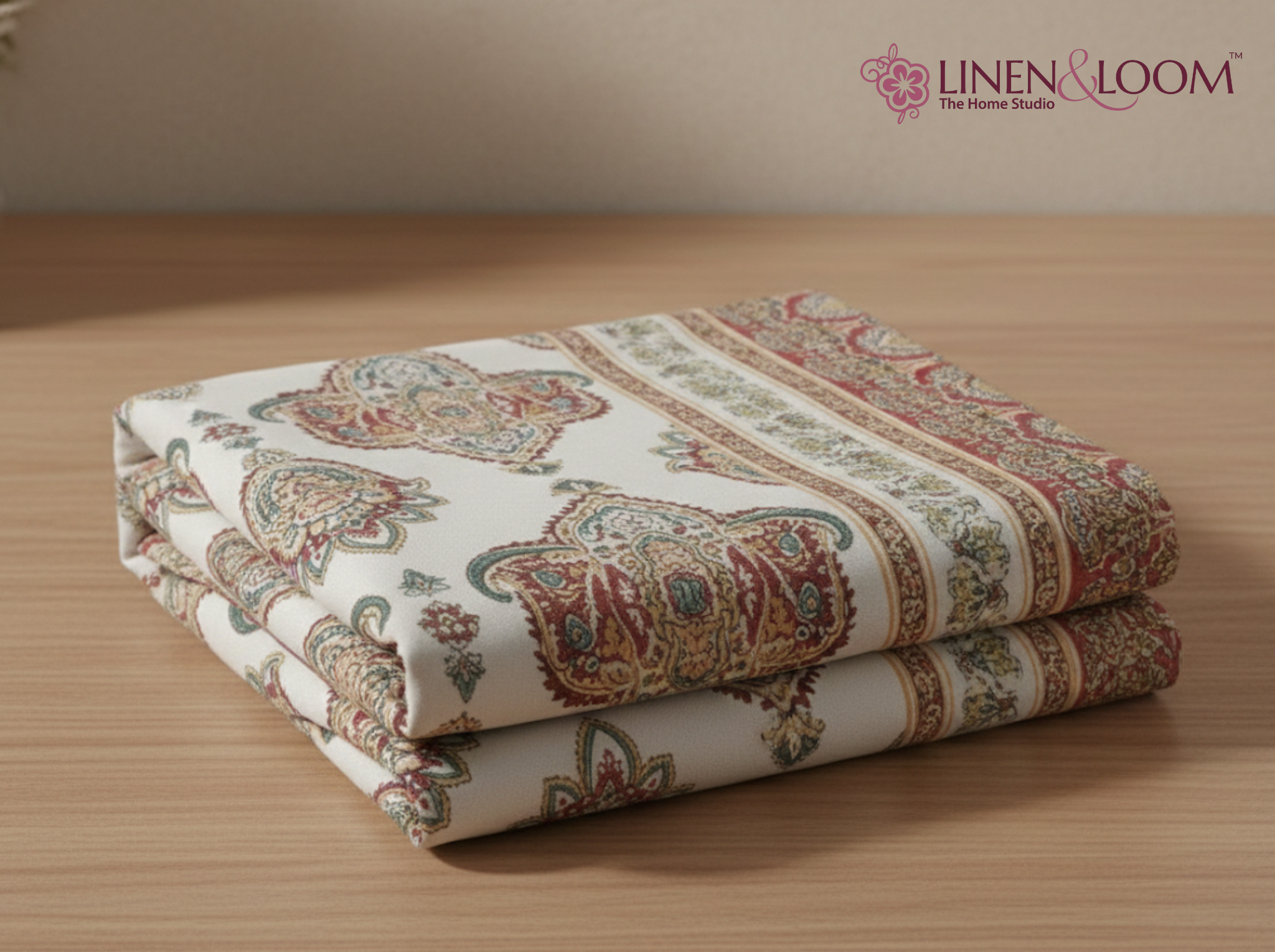 Rang Sutra - Red — Linen & Loom Jaipur Heritage Super King Size (108 x 108 inches) 100% Pure Cotton Bedsheet with 2 Pillow Covers | Soft & Breathable Bed Cover for Home Decor | 240 TC