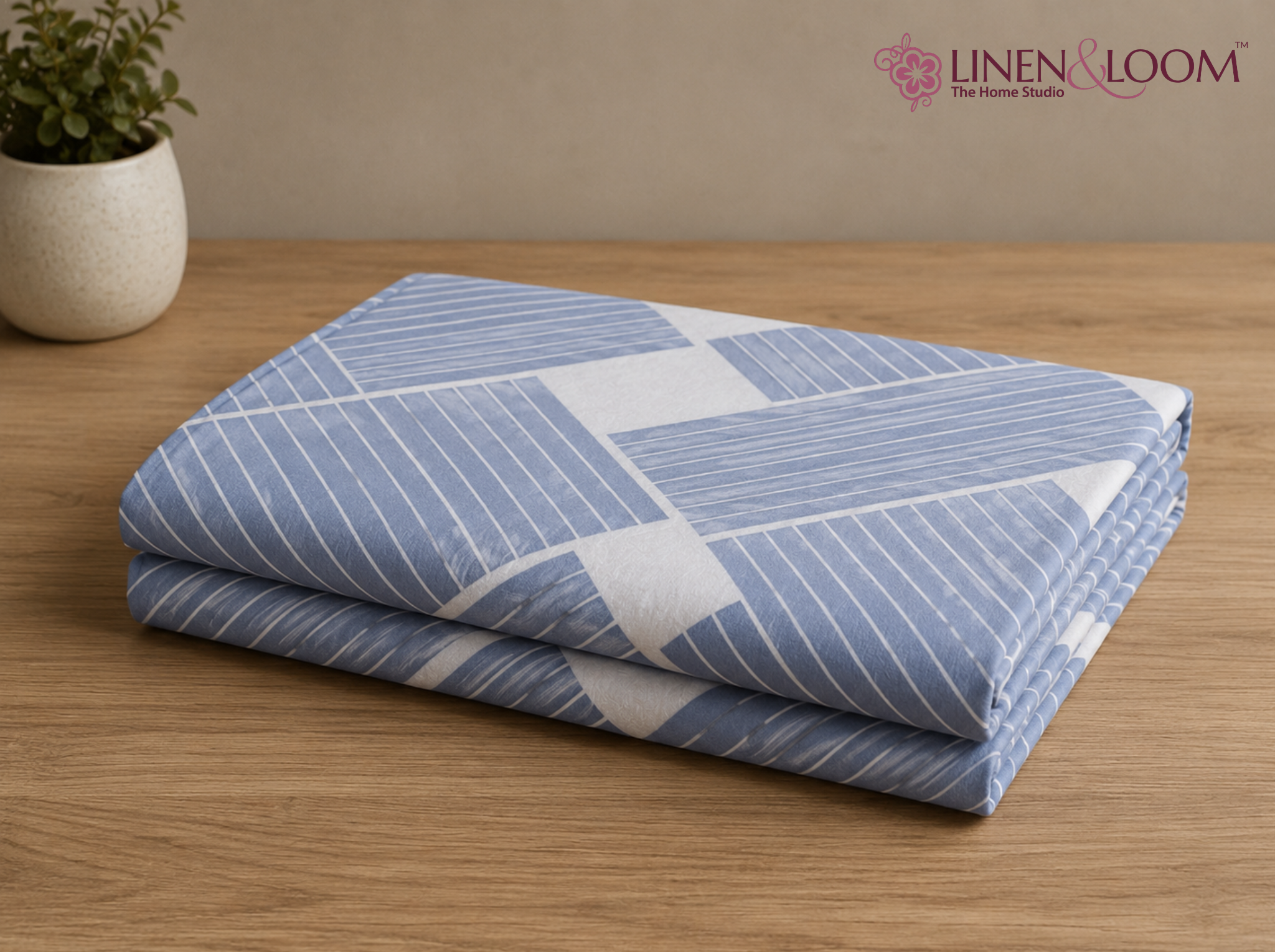 Nordic Lines - Urban Bloom Poly-Cotton Queen Size Bedsheet Set (90x100 Inches) with 2 Matching Pillow Covers - Wrinkle-Free Comfort