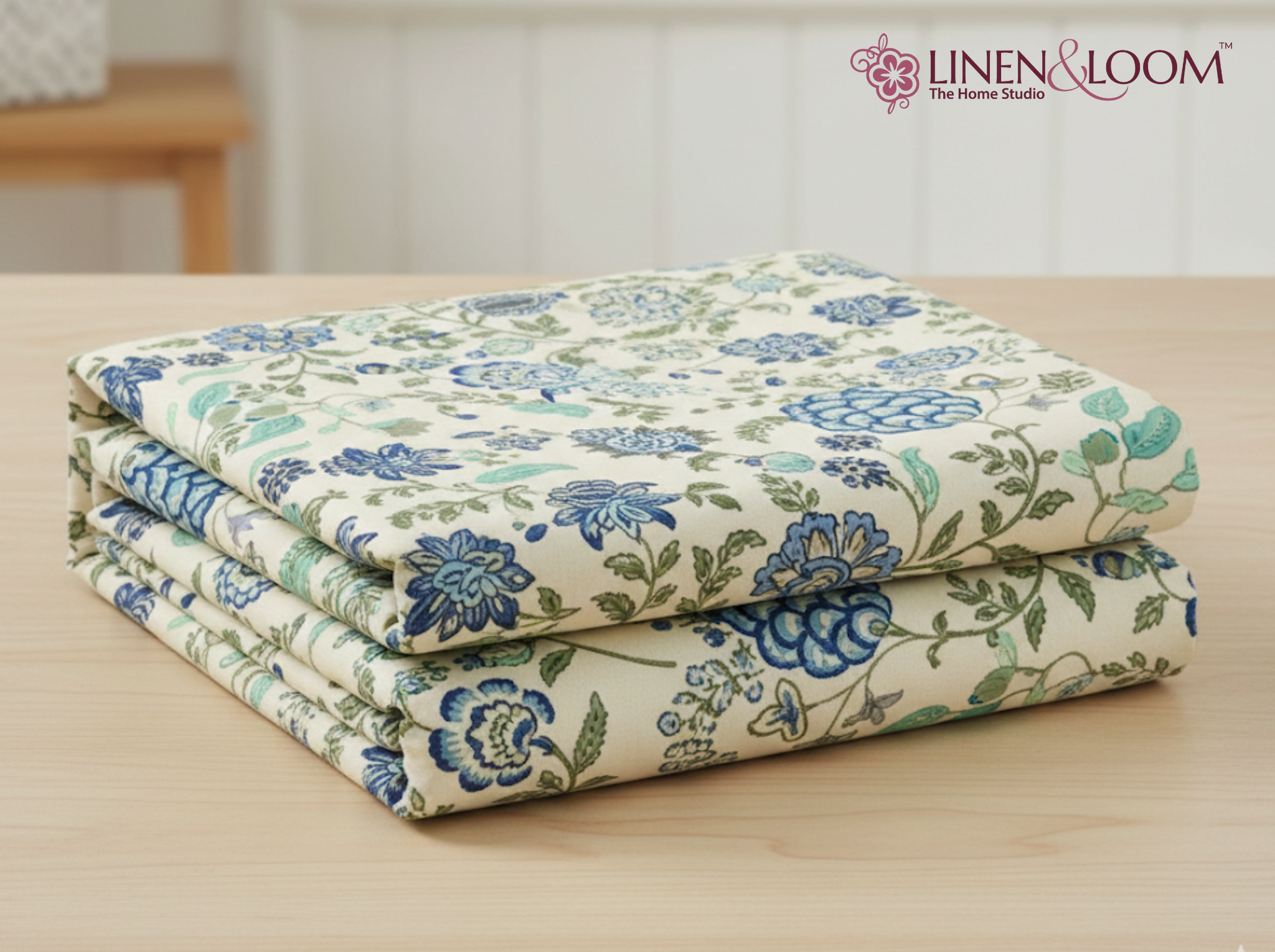 Virasat Luxe - Blue — Linen & Loom Jaipur Heritage Super King Size (108 x 108 inches) 100% Pure Cotton Bedsheet with 2 Pillow Covers | Soft & Breathable Bed Cover for Home Decor | 240 TC