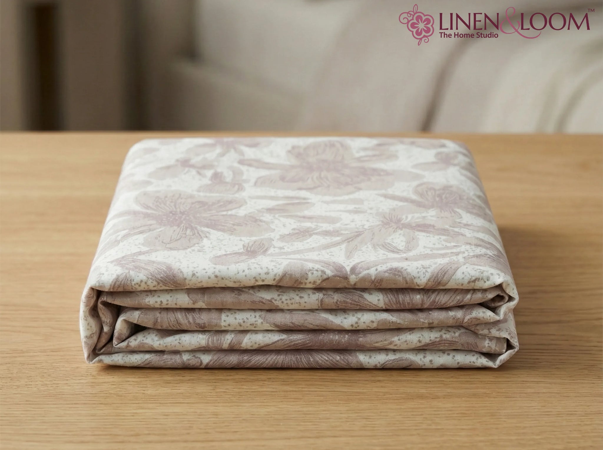 Calm Botanica - Linen & Loom Serenity Series Super King Size (108x108 inches) Double Bedsheet with 2 Pillow Covers || Soft Breathable Cotton Feel Bedding Set with Elegant Geometric Design || TC 240