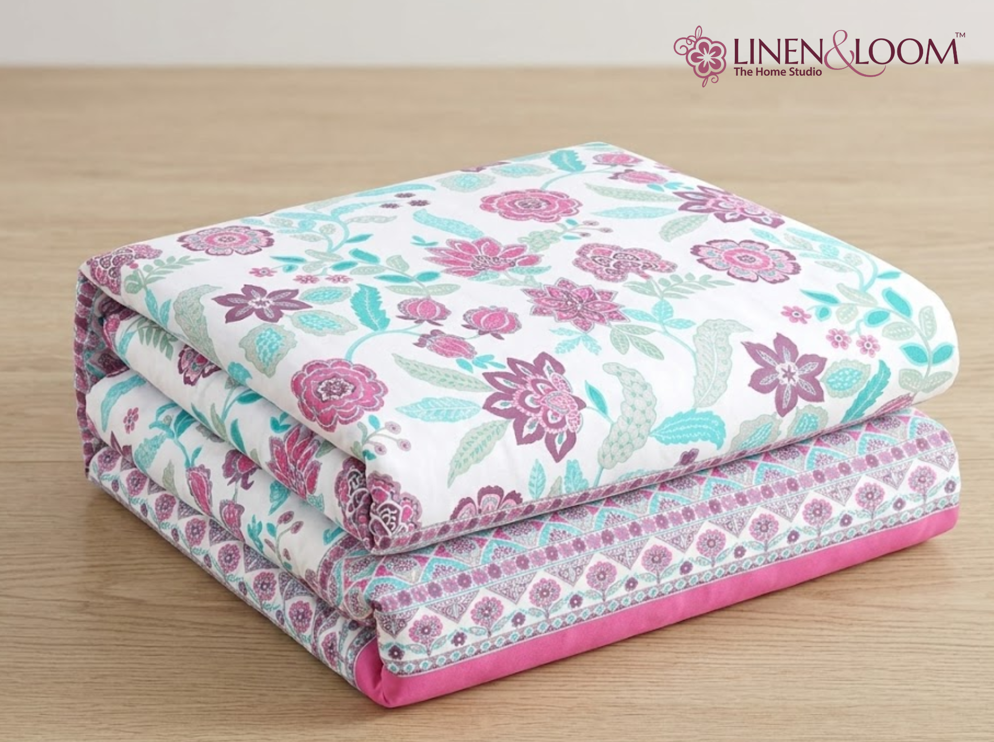 Royal Botanica_Lilac — Linen & Loom Jaipur Heritage Super King Size (108 x 108 inches) 100% Pure Cotton Bedsheet with 2 Pillow Covers | Soft & Breathable Bed Cover for Home Decor | 240 TC