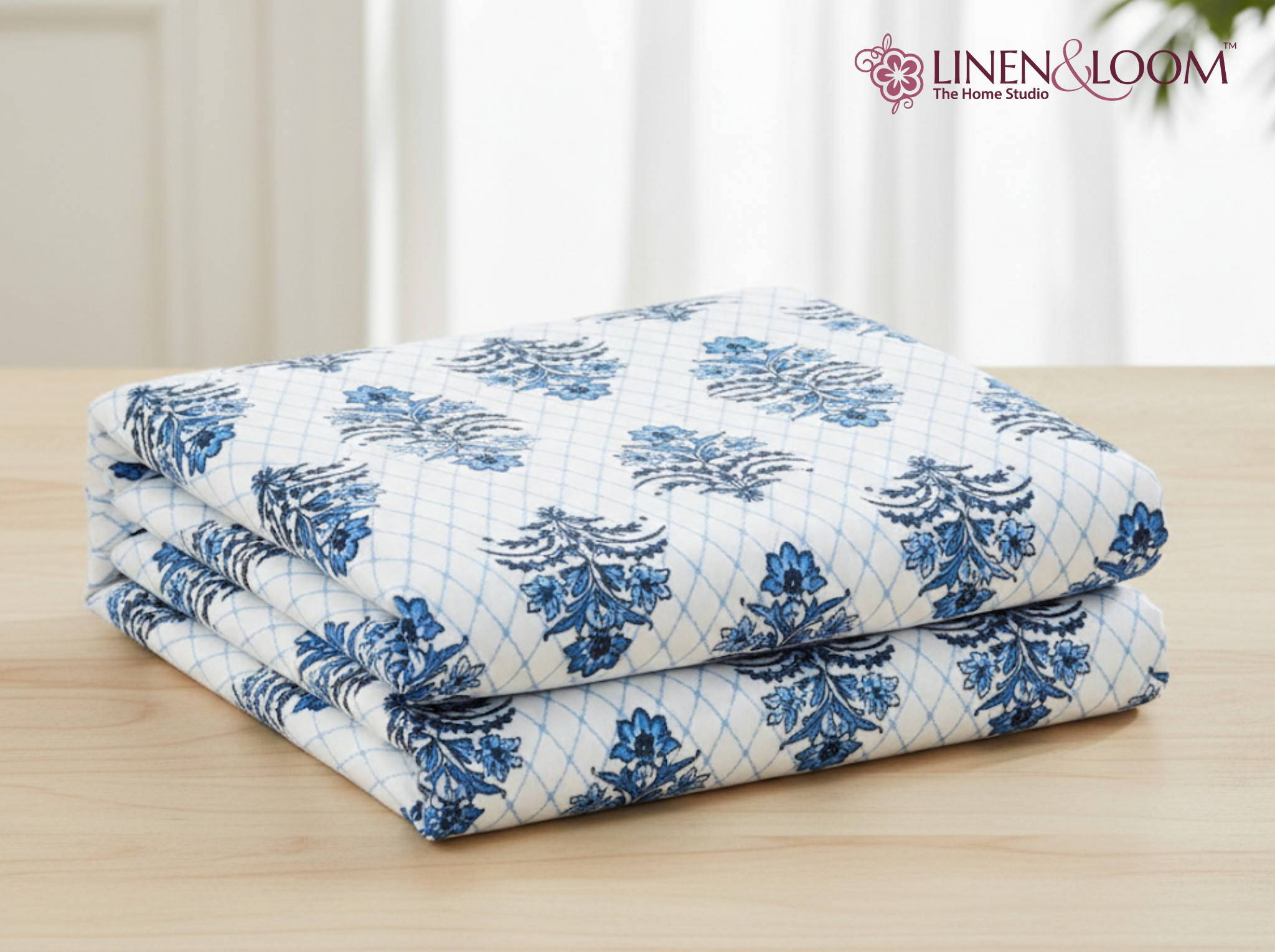 Darbar Elegance - Blue — Linen & Loom Jaipur Heritage Super King Size (108 x 108 inches) 100% Pure Cotton Bedsheet with 2 Pillow Covers | Soft & Breathable Bed Cover for Home Decor | 240 TC