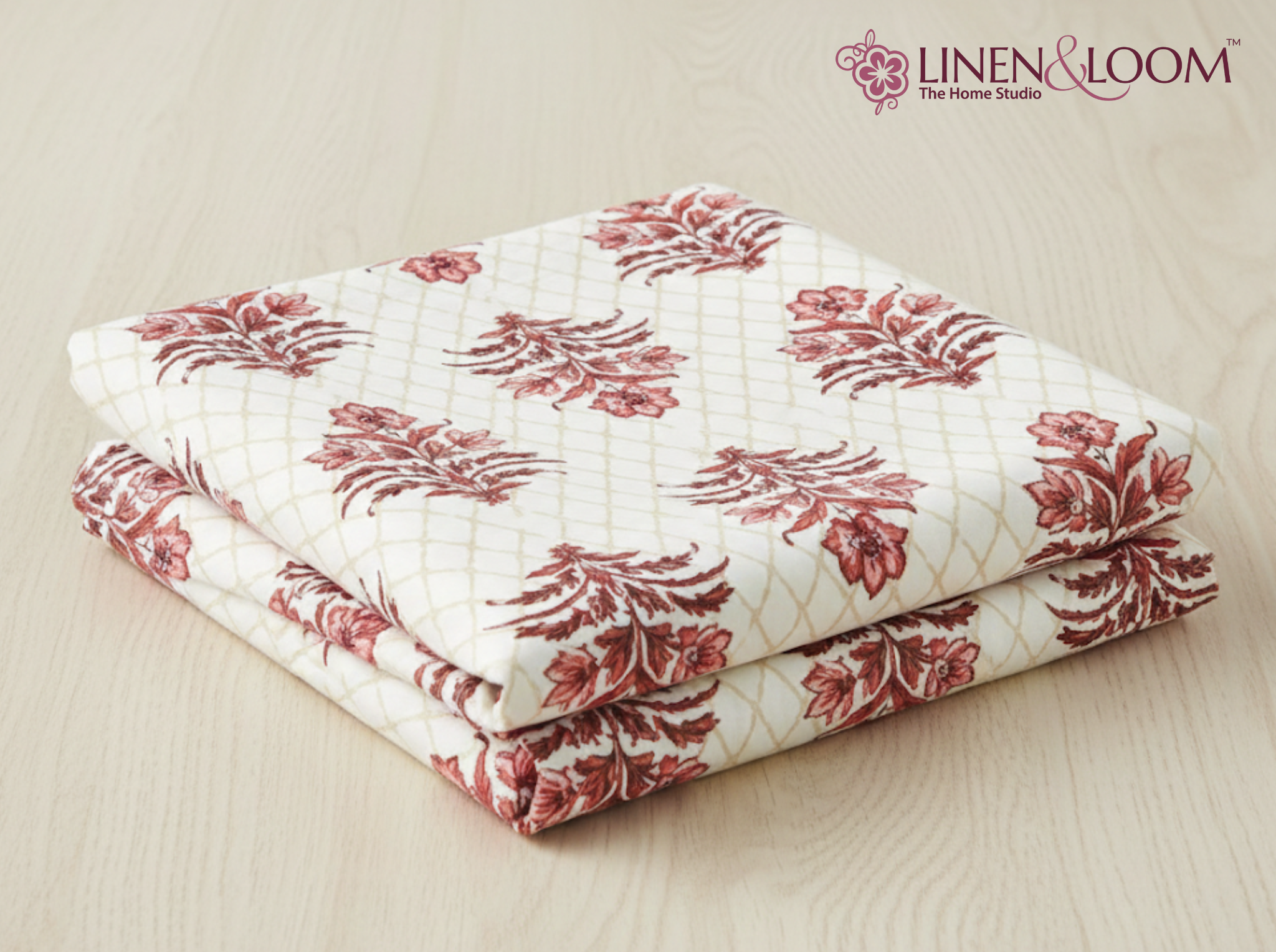 Darbar Elegance - Red — Linen & Loom Jaipur Heritage Super King Size (108 x 108 inches) 100% Pure Cotton Bedsheet with 2 Pillow Covers | Soft & Breathable Bed Cover for Home Decor | 240 TC