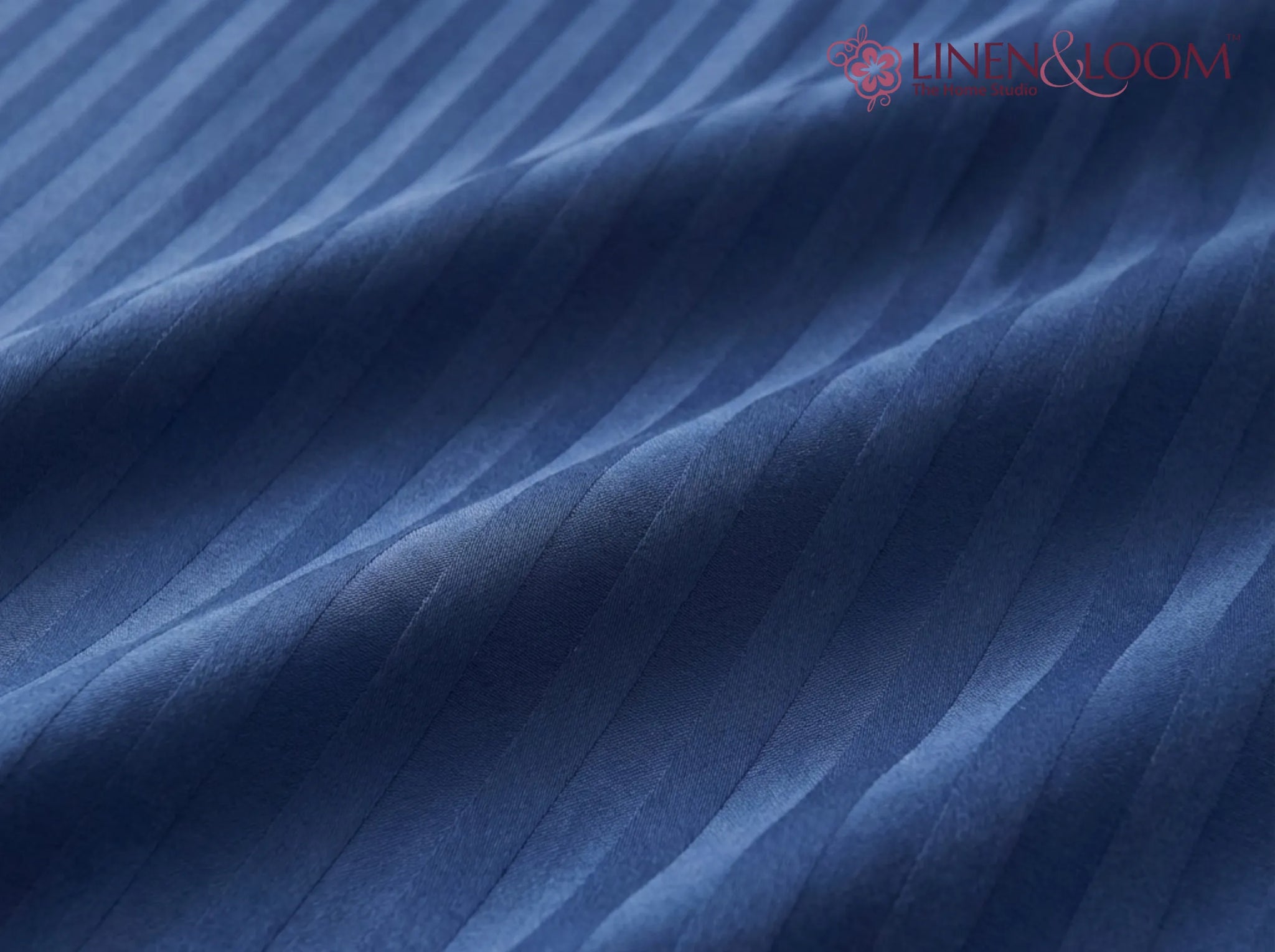Navy blue - Linen & Loom Elegance Series Super King Size Bedsheet with 2 Pillow Covers | Luxury Striped Cotton Blend Bedsheet Set 200 TC | Soft, Breathable & Hotel-Style Finish (108 x 108 inches)