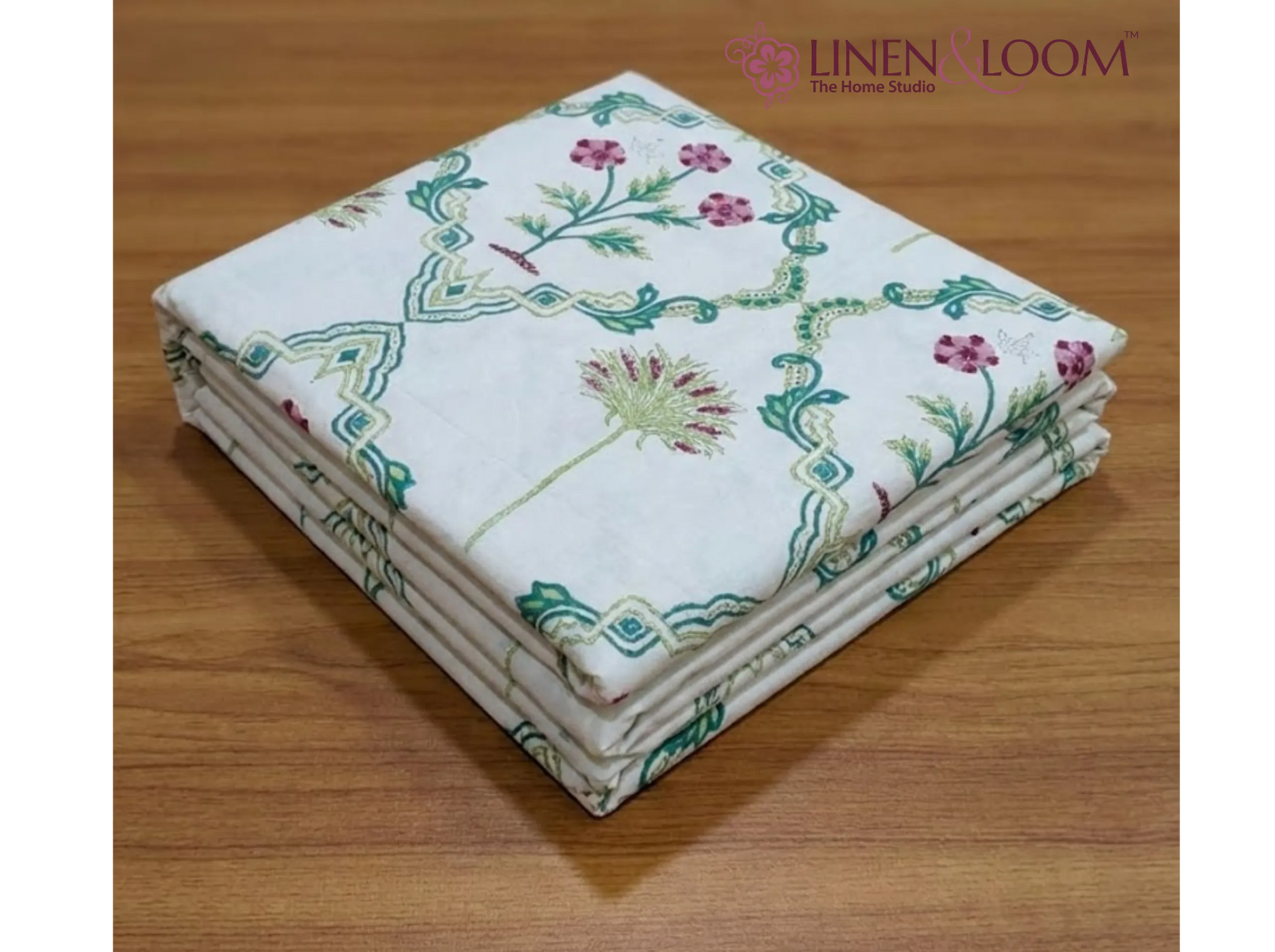 Duchess Berry Garden - Linen & Loom Natural Collection - Super King (100x108) 100% Pure Cotton Bedsheet with 2 Pillow Covers | Soft Breathable Bedspread for Home Decor | TC 240