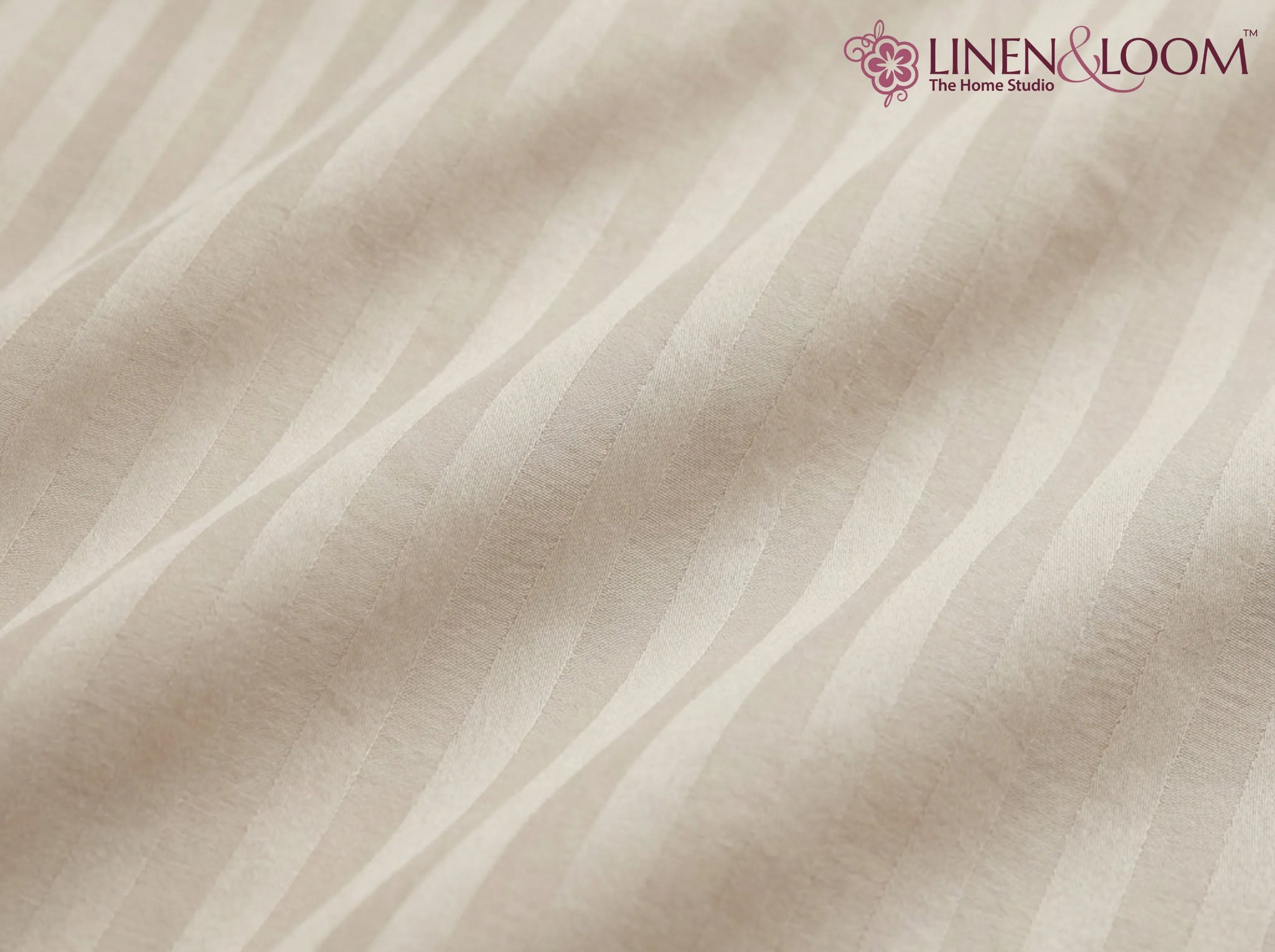 Beige - Linen & Loom Elegance Series Super King Size Bedsheet with 2 Pillow Covers | Luxury Striped Cotton Blend Bedsheet Set 200 TC | Soft, Breathable & Hotel-Style Finish (108 x 108 inches)